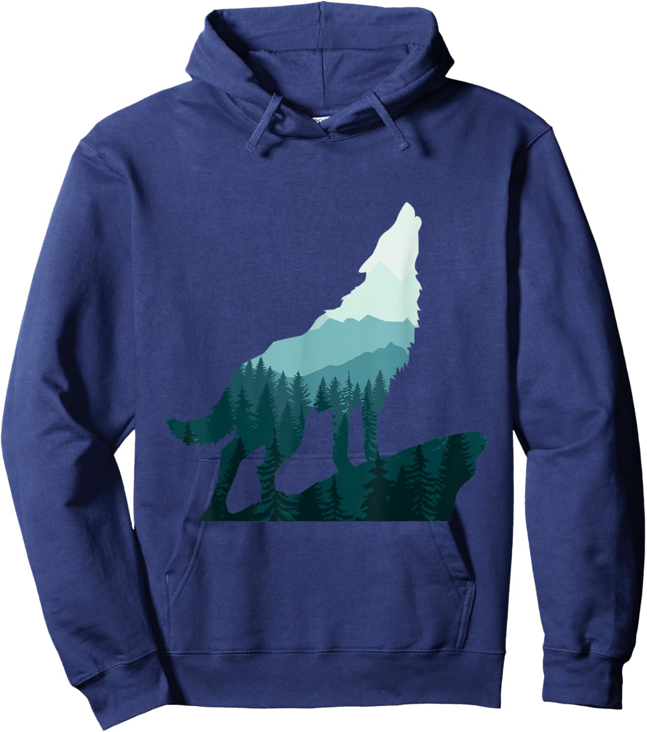 Landscape Outdoor Nature Forest Mountains Camping Wolf Howls Hoodie - Hoodie | Navy