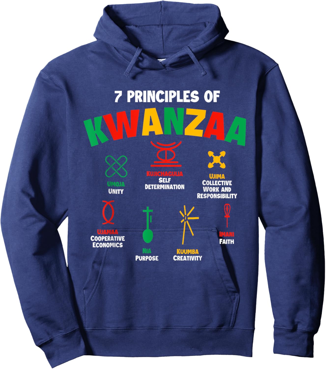 7 Principles of Kwanzaa - African American Heritage Festival Hoodie - Hoodie | Navy