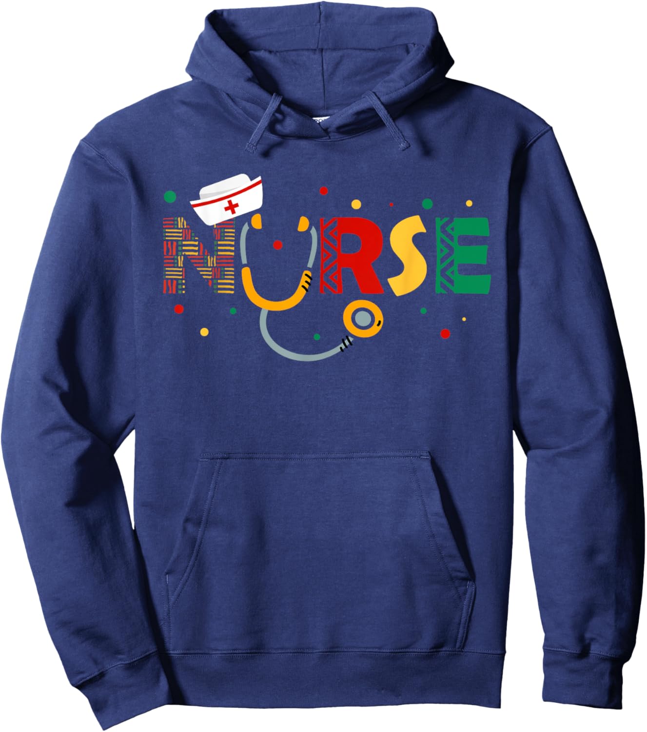 Juneteenth Nurse Melanin Nursing Stethoscope Black History Hoodie - Hoodie | Navy