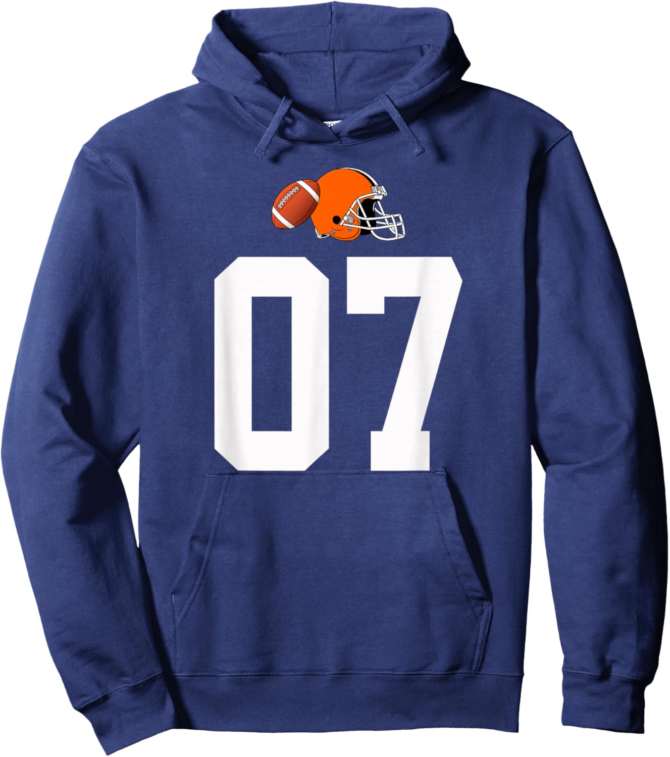 American Football Helmet Style Vintage Number 07 Hoodie - Hoodie | Navy