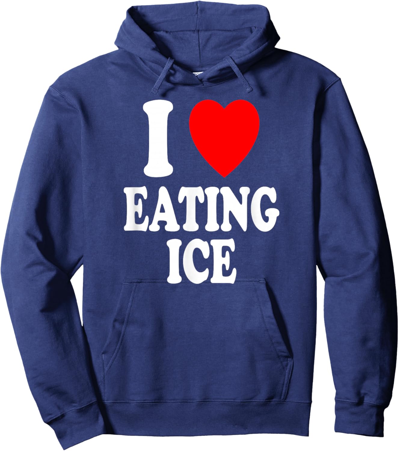 I Heart (Love) Eating Ice Chewing Pagophagia Hoodie - Hoodie | Navy