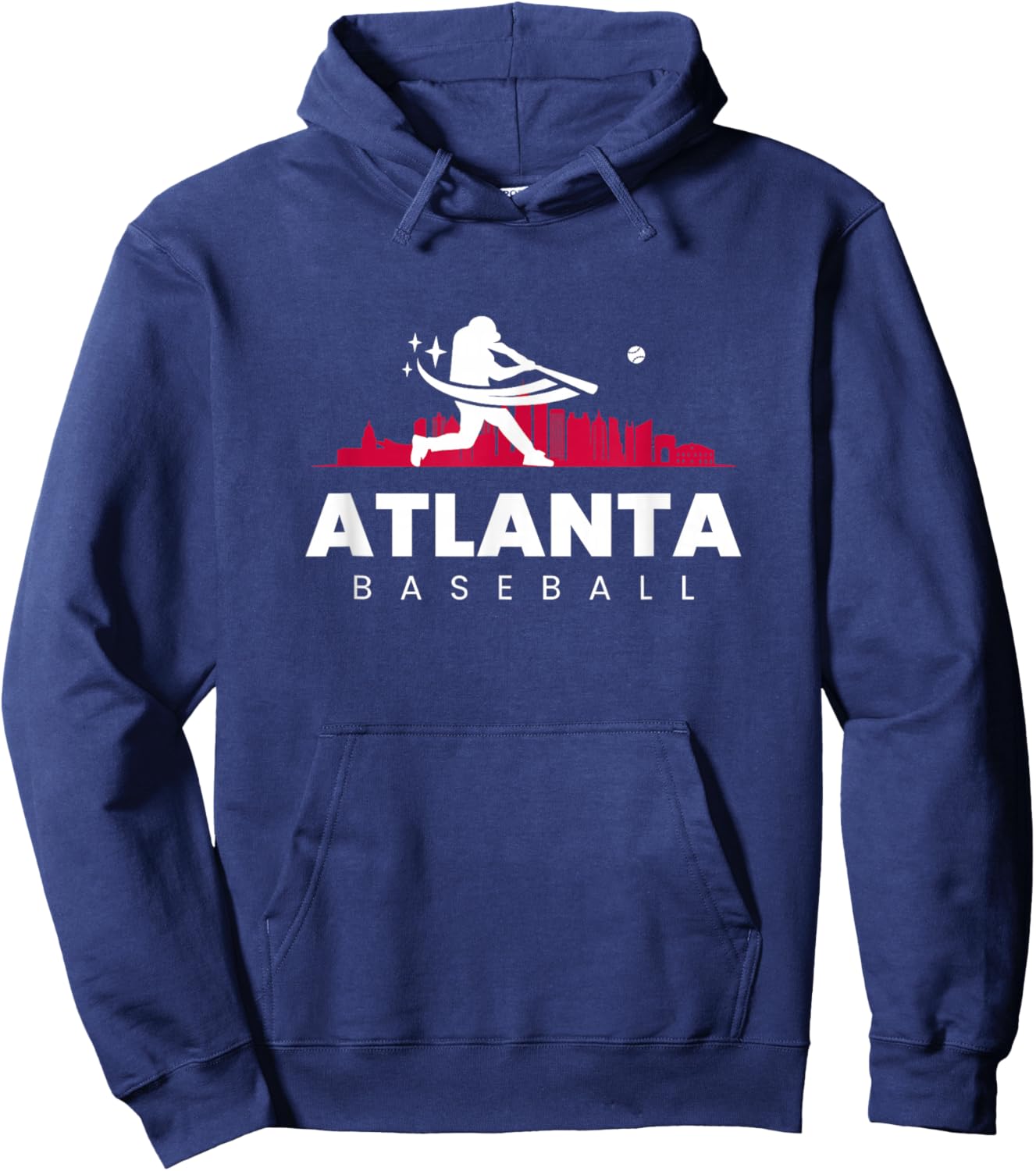 Atlanta Baseball Vintage Minimalist Retro Baseball Lover Hoodie - Hoodie | Navy