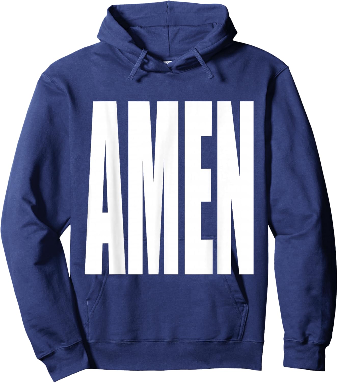 "Amen" Exclamation Saying Large Bold Letters Simple Amen Hoodie - Hoodie | Navy