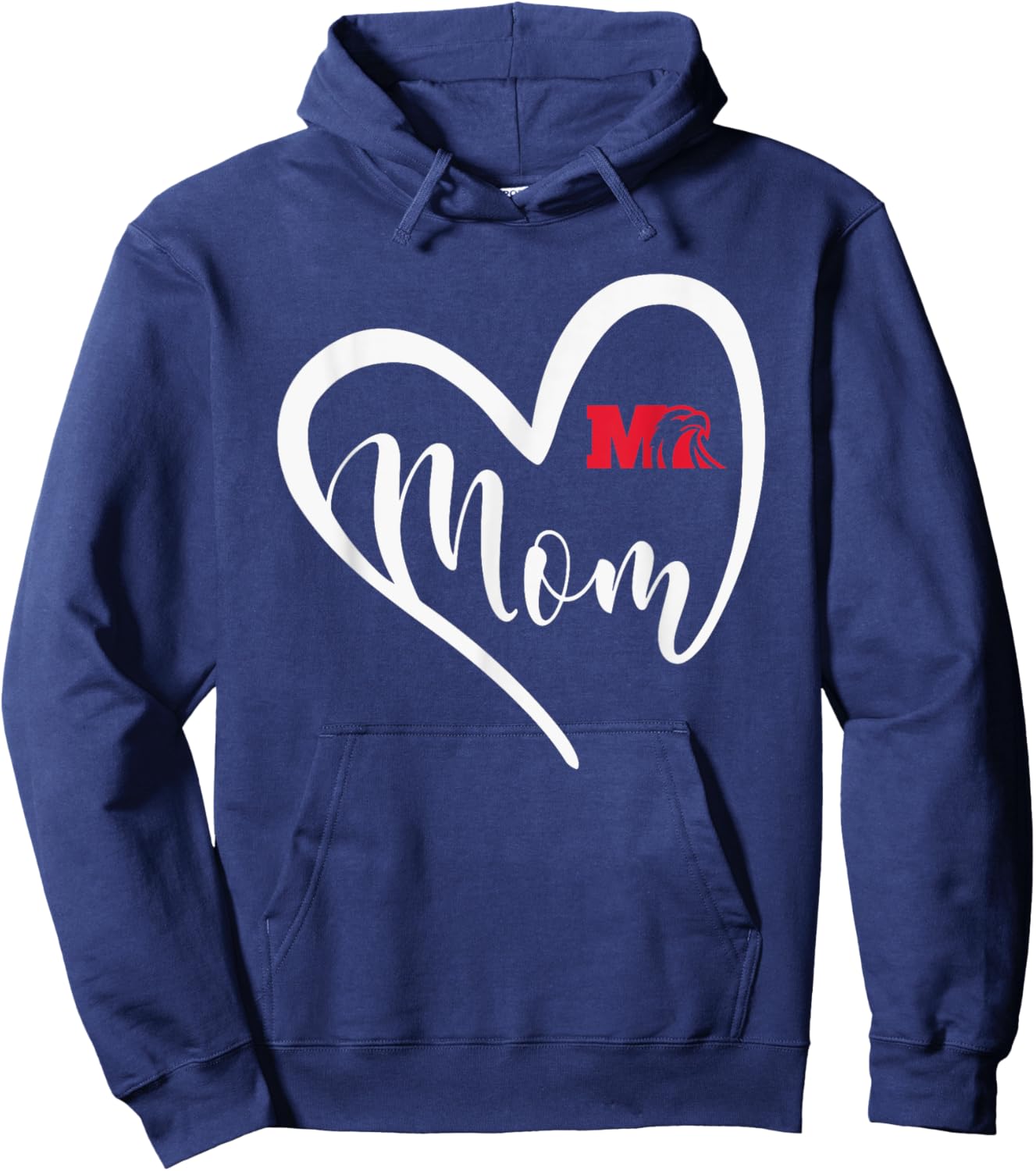 Milford Eagles Logo Heart Mom HS Hoodie - Hoodie | Navy