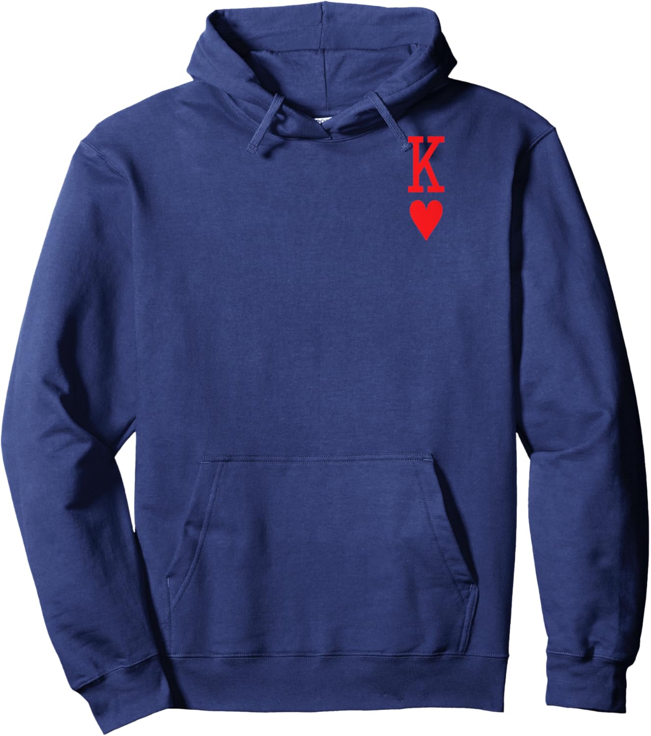 King of Hearts and Queen of Hearts Couples Matching Pajama Raglan Baseball Hoodie - Hoodie | Navy
