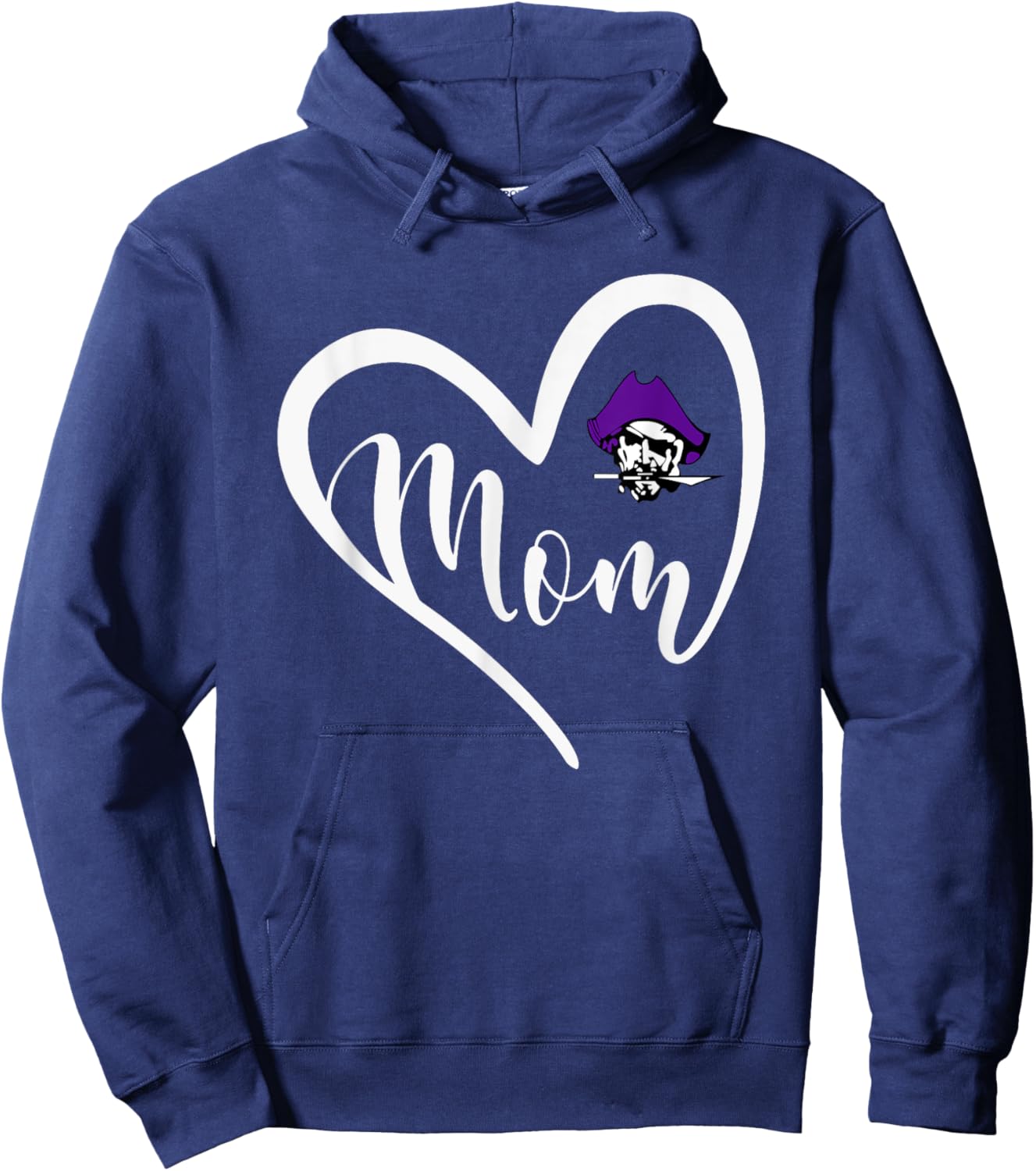 Merrillville Pirates Logo Heart Mom HS Hoodie - Hoodie | Navy