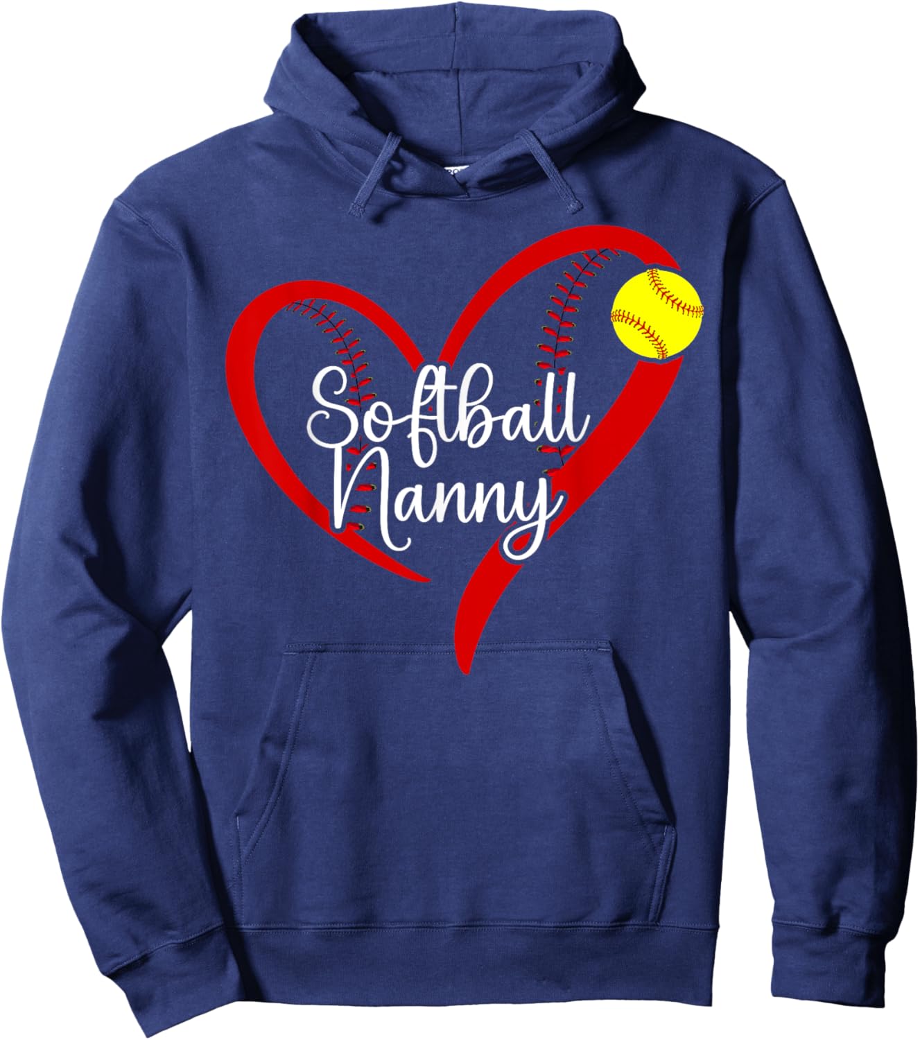 Softball Nanny Heart Nanny Of A Softball Player Nanny Hoodie - Hoodie | Navy