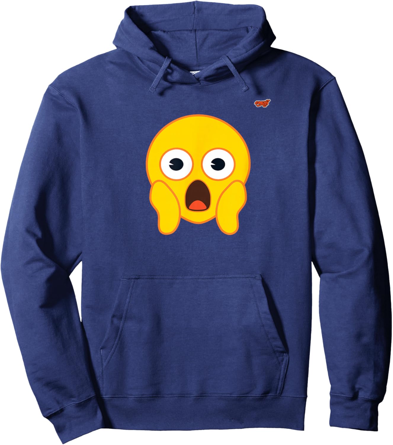Emoticon Yellow Smile Scared Screaming Face Hoodie - Hoodie | Navy