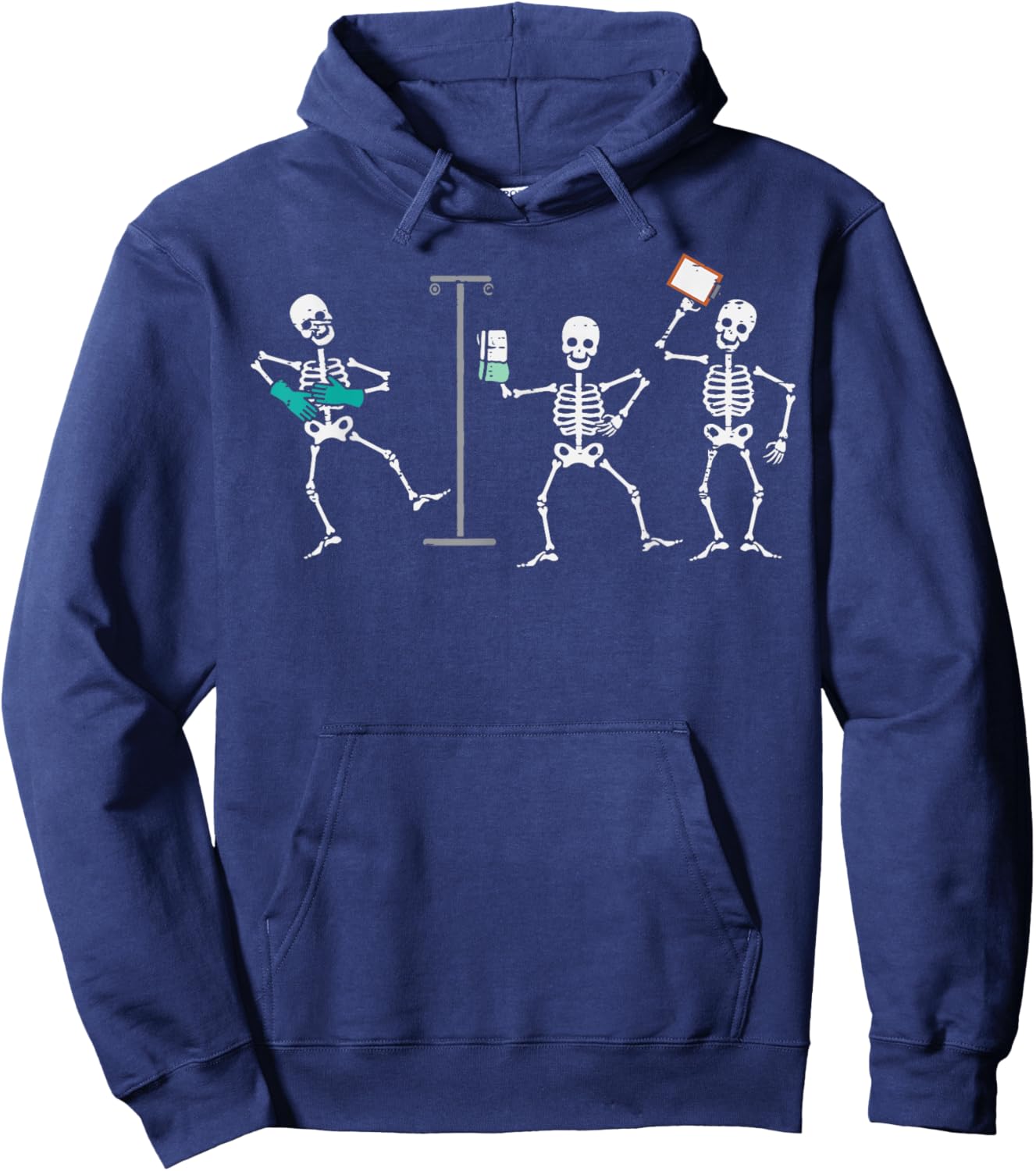 Halloween Ortho Nurse Skeletons Costume Scrub Top Men Women Hoodie - Hoodie | Navy