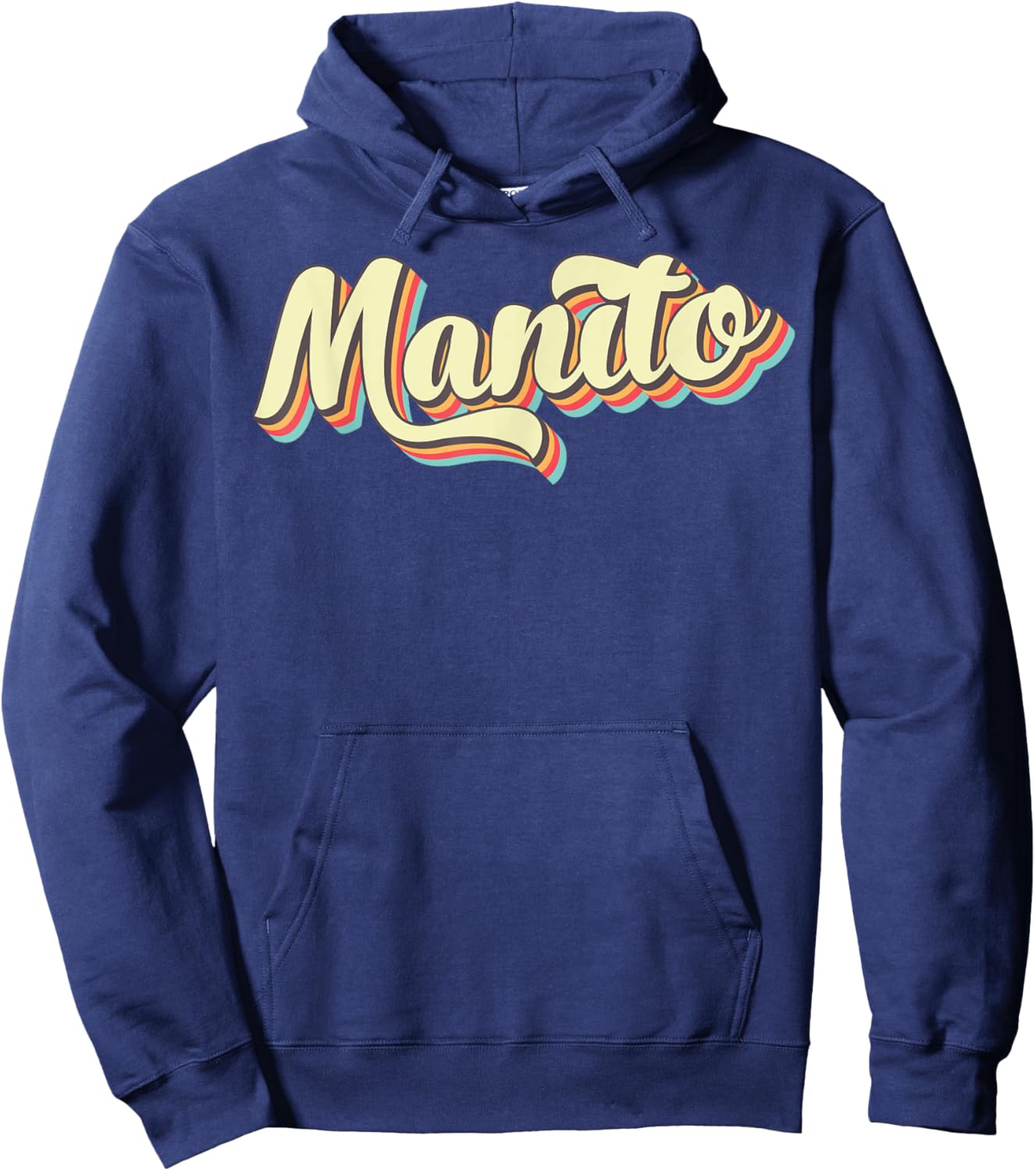 Manito Retro Art Baseball Font Vintage Hoodie - Hoodie | Navy