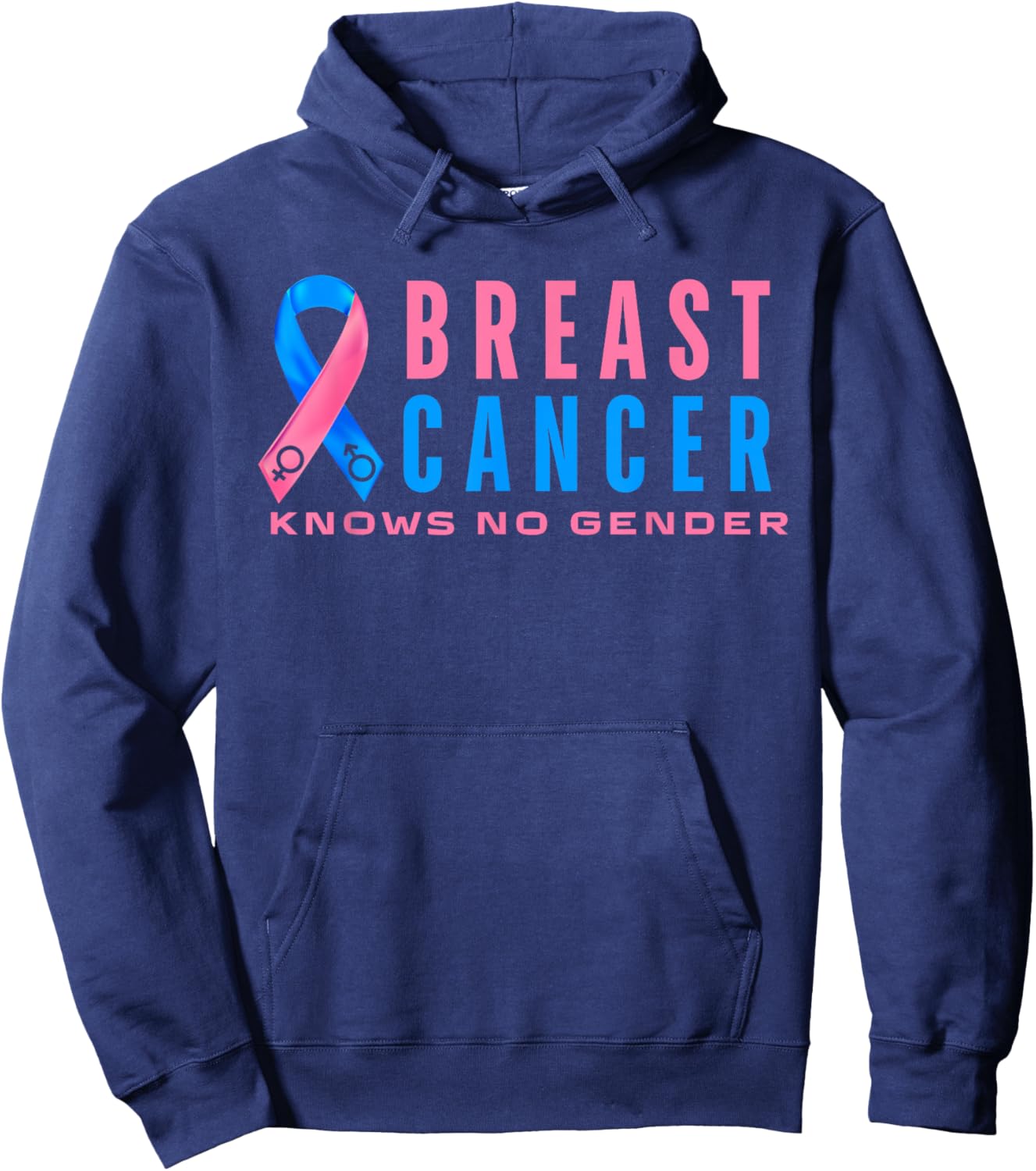 Breast Cancer Men Awareness Pink Blue Male Breast Cancer Hoodie - Hoodie | Navy
