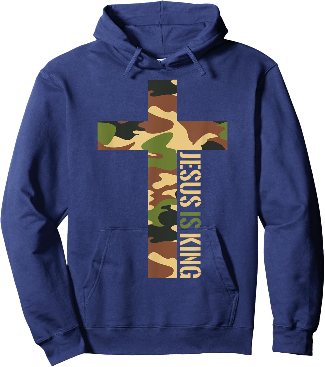 Jesus Is King Cross Christian Camo Camouflage Hunting God Hoodie - Hoodie | Navy