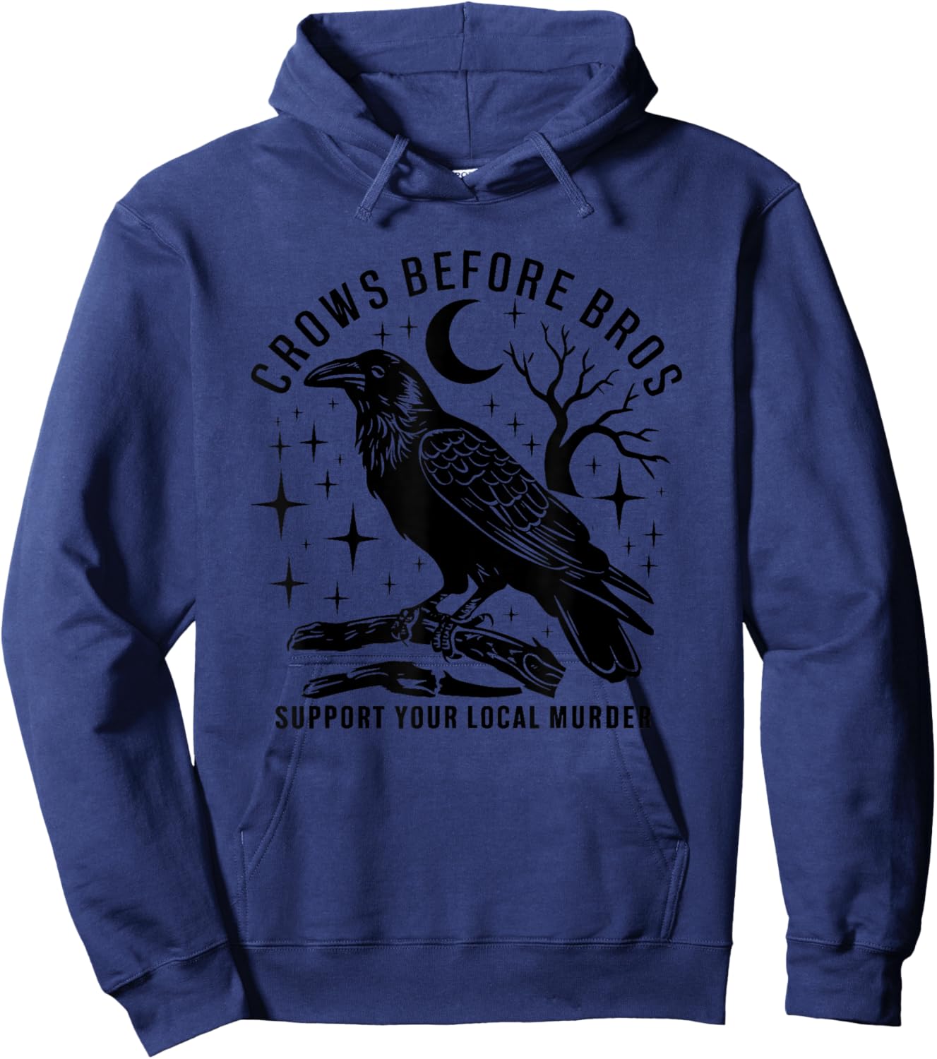Vintage Crows Before Bros Feminist Women Hoodie - Hoodie | Navy