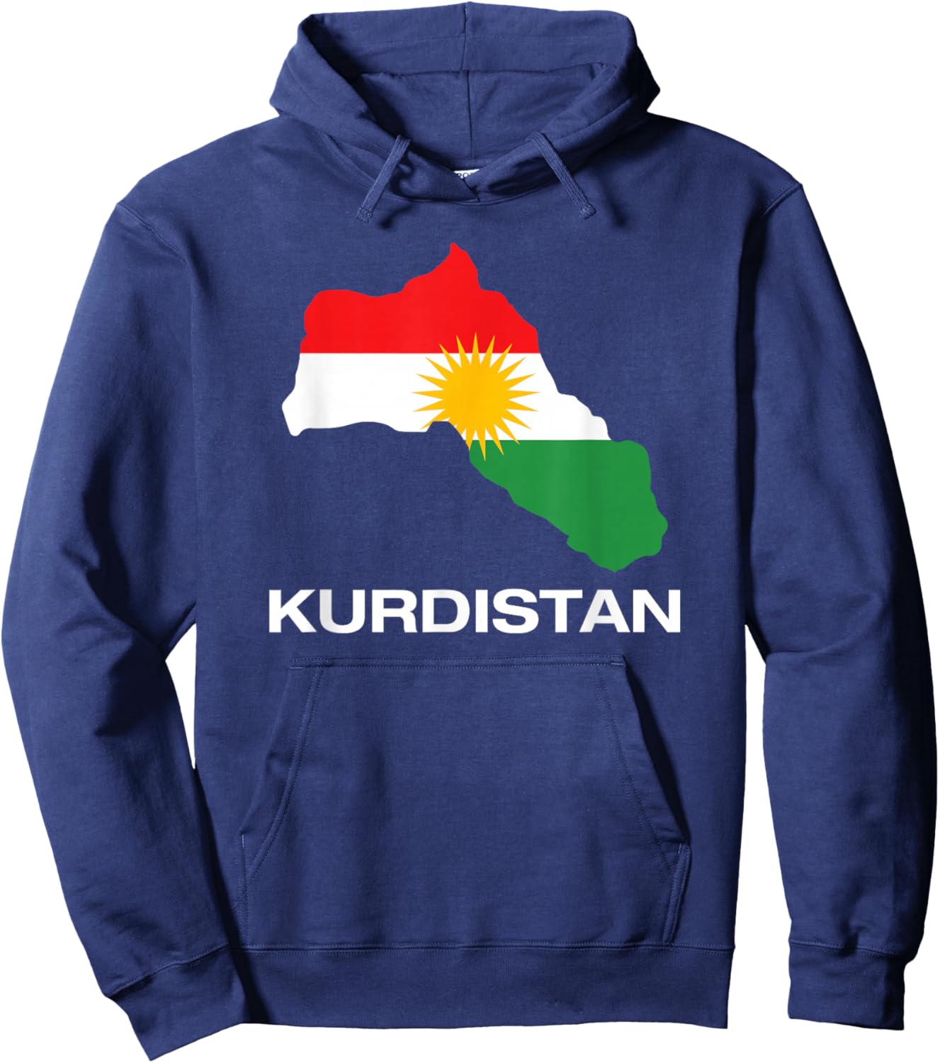 Cool Kurdistan Map with Kurdistan Flag Illustration Graphic Hoodie - Hoodie | Navy