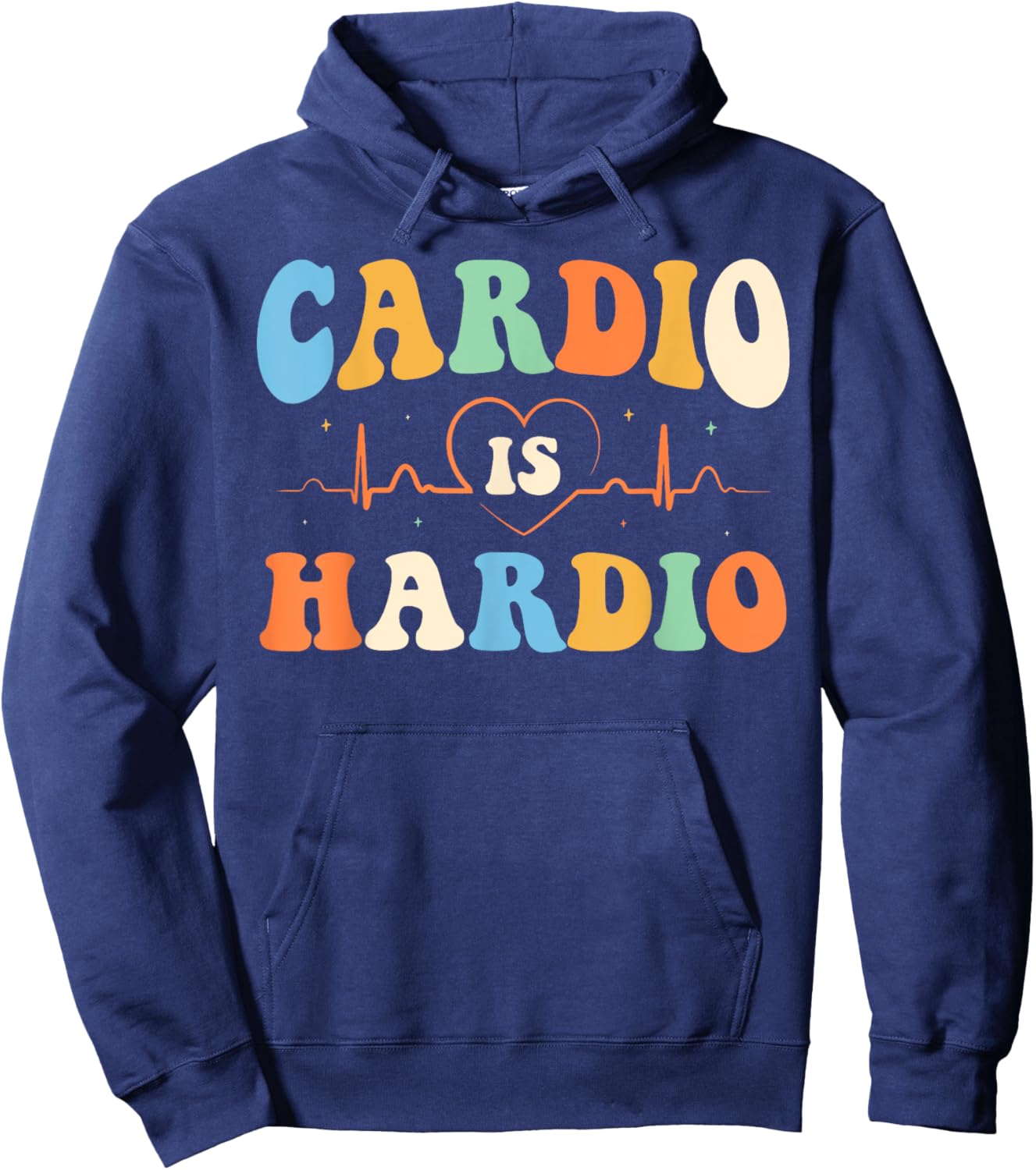 Cardio is Hardio Funny Gym Running Retro 70s Fitness Hoodie - Hoodie | Navy