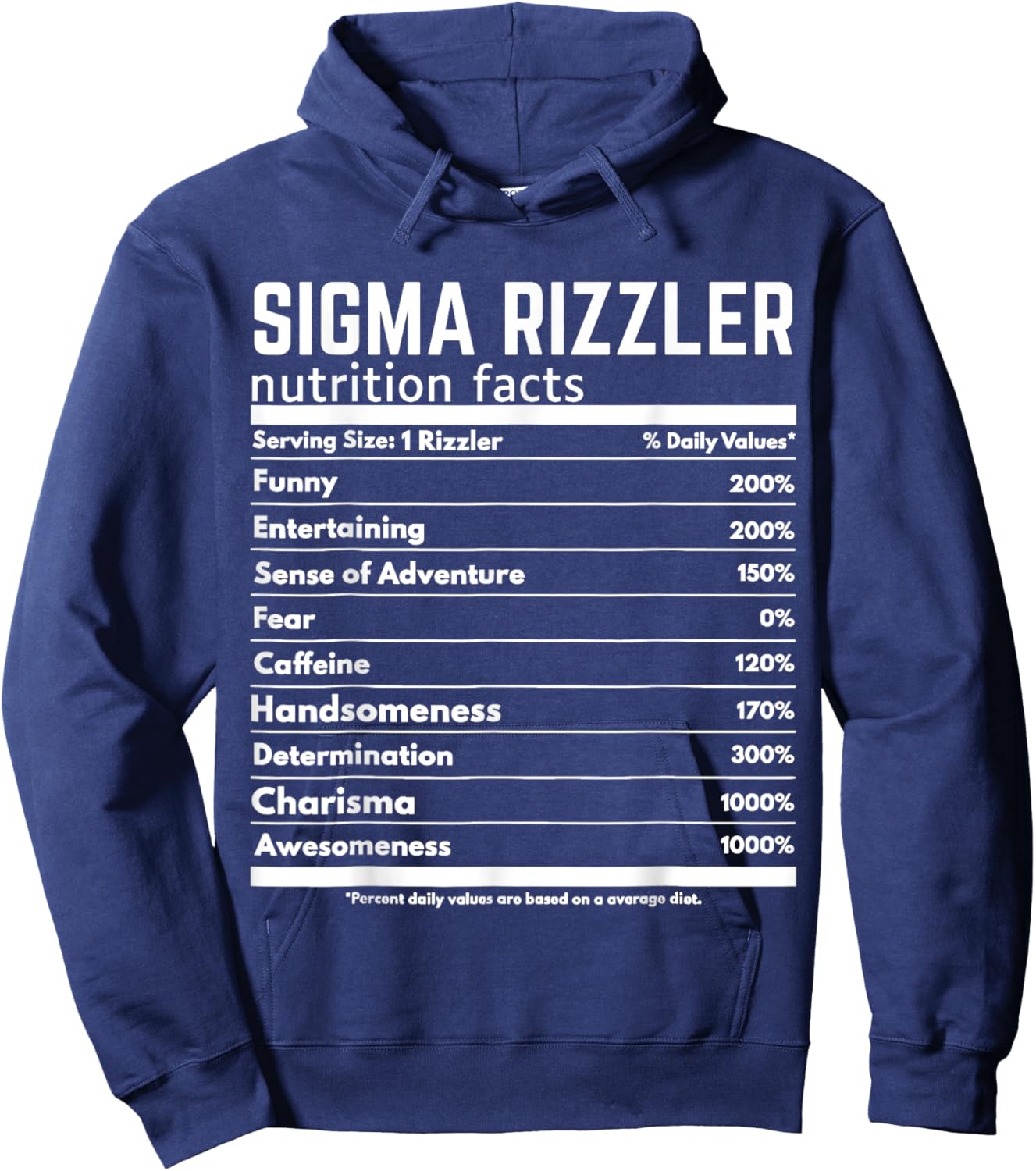 Sigma Rizzler Nutrition Facts Meme Rizz Internet Memes Gen Z Hoodie - Hoodie | Navy