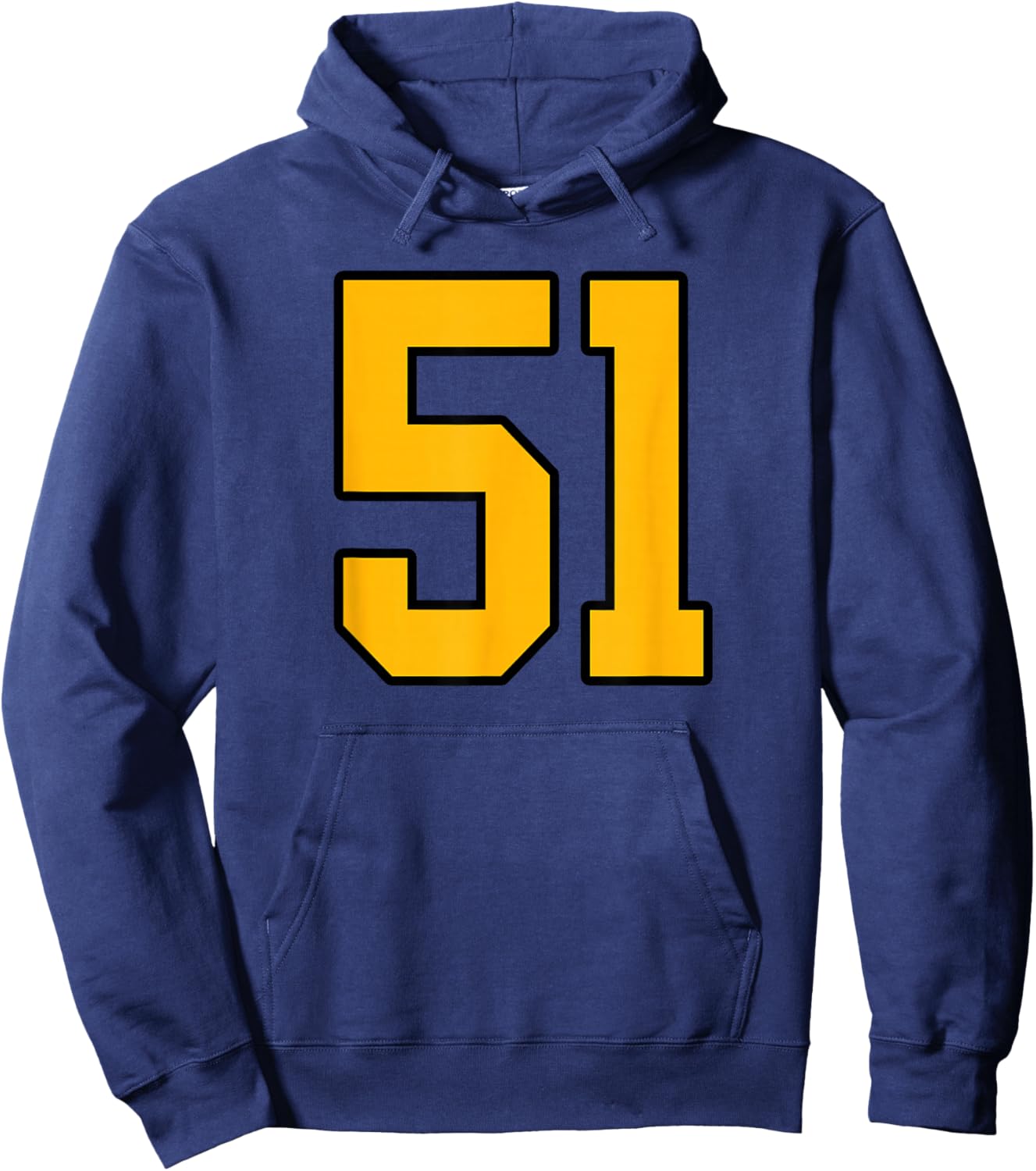 Gold and Black Sports Number 51 Jersey Uniform Player Hoodie - Hoodie | Navy