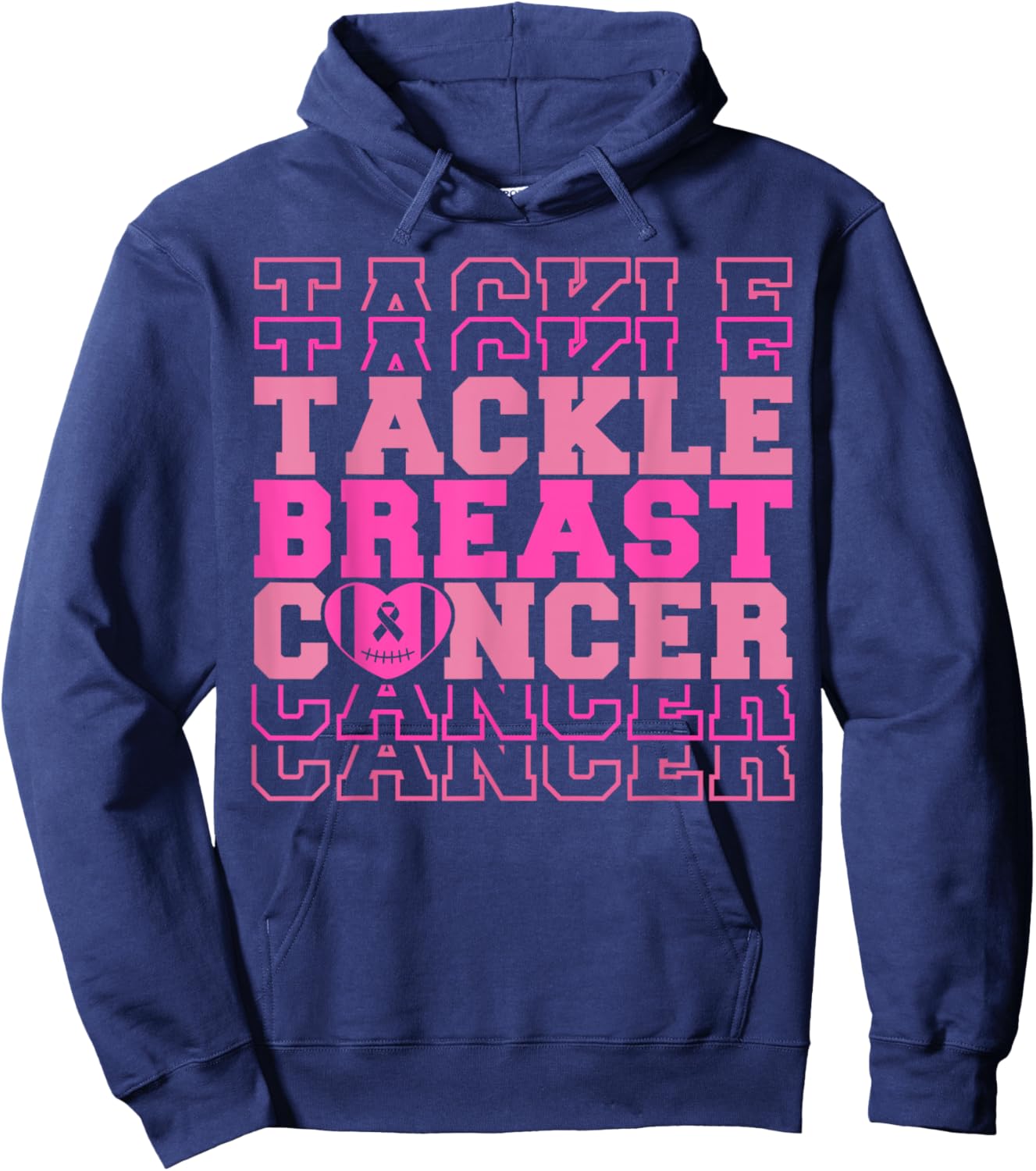 Tackle Football Breast Cancer Awareness Ribbon Boy Kids Hoodie - Hoodie | Navy