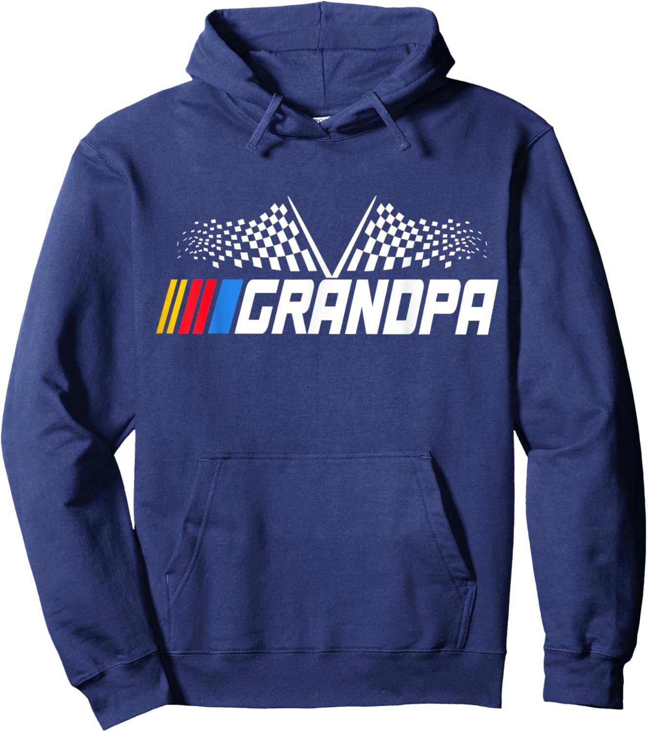 Grandpa Race Car Fan Checkered Flag funny Grandpa's Race Day Hoodie - Hoodie | Navy