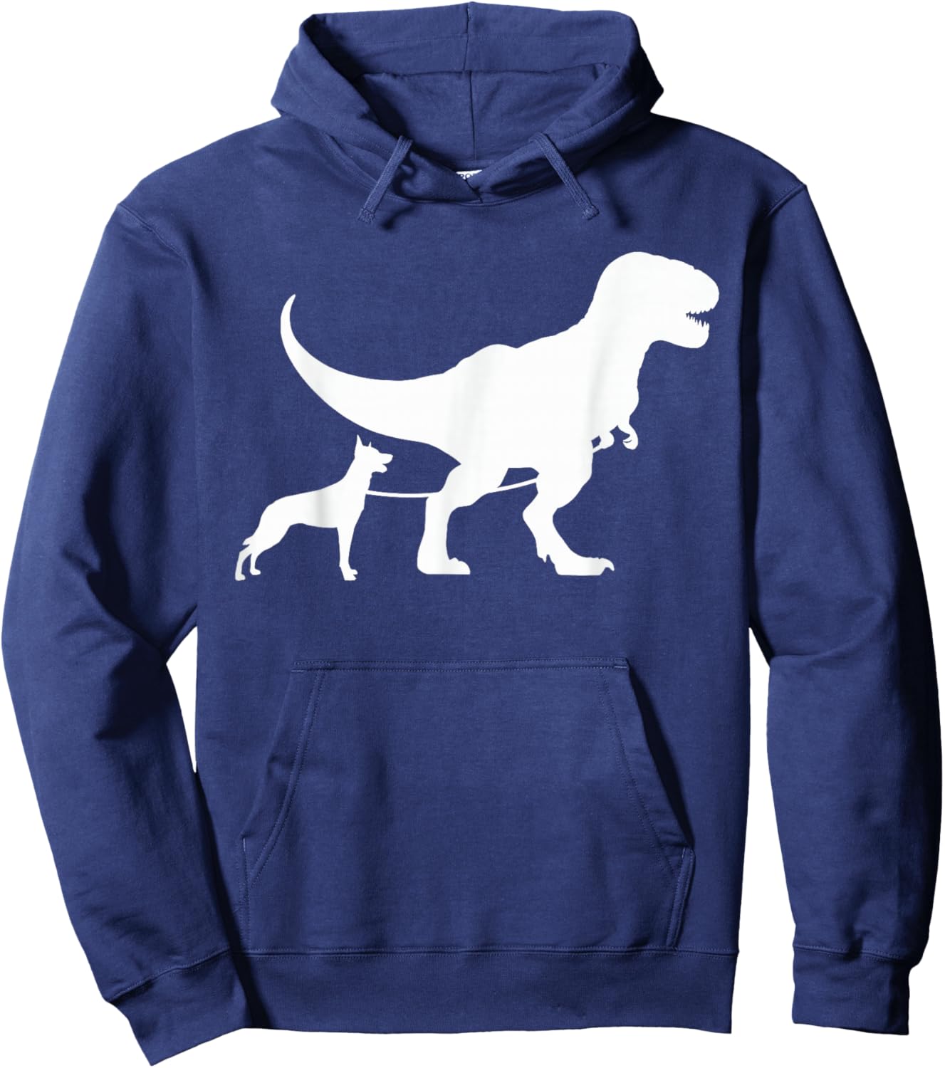 T-Rex Walking a Dog Funny Belgian Malinois Dad Dog Lovers Men Women Kids Hoodie - Hoodie | Navy