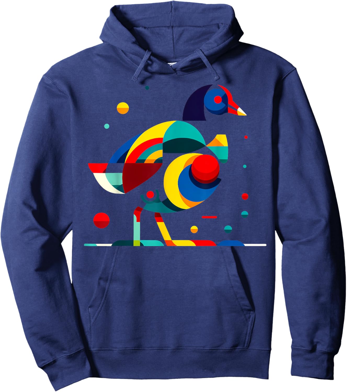 Geometric Minimalism Modern Illustration Moorhen Bird Art Hoodie - Hoodie | Navy