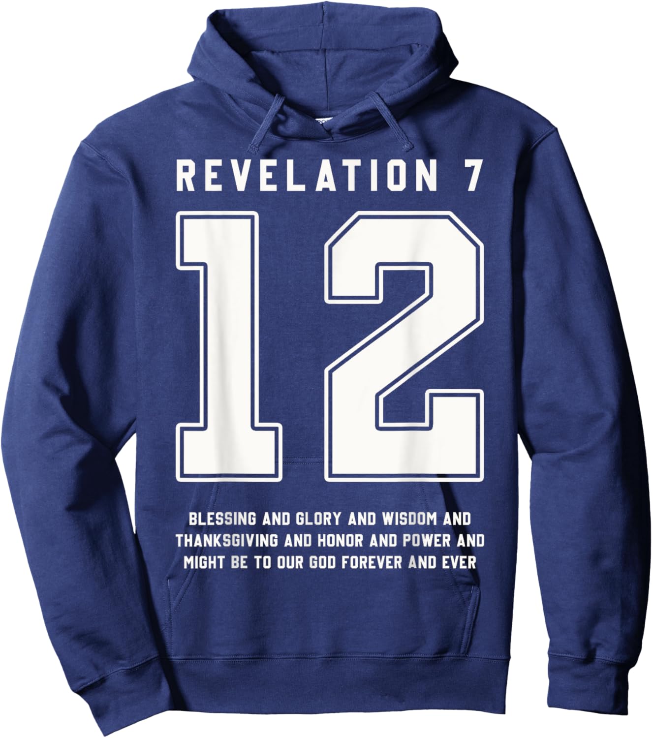 Revelation 7:12 Bible Verse Team Sports Jersey Christian Hoodie - Hoodie | Navy
