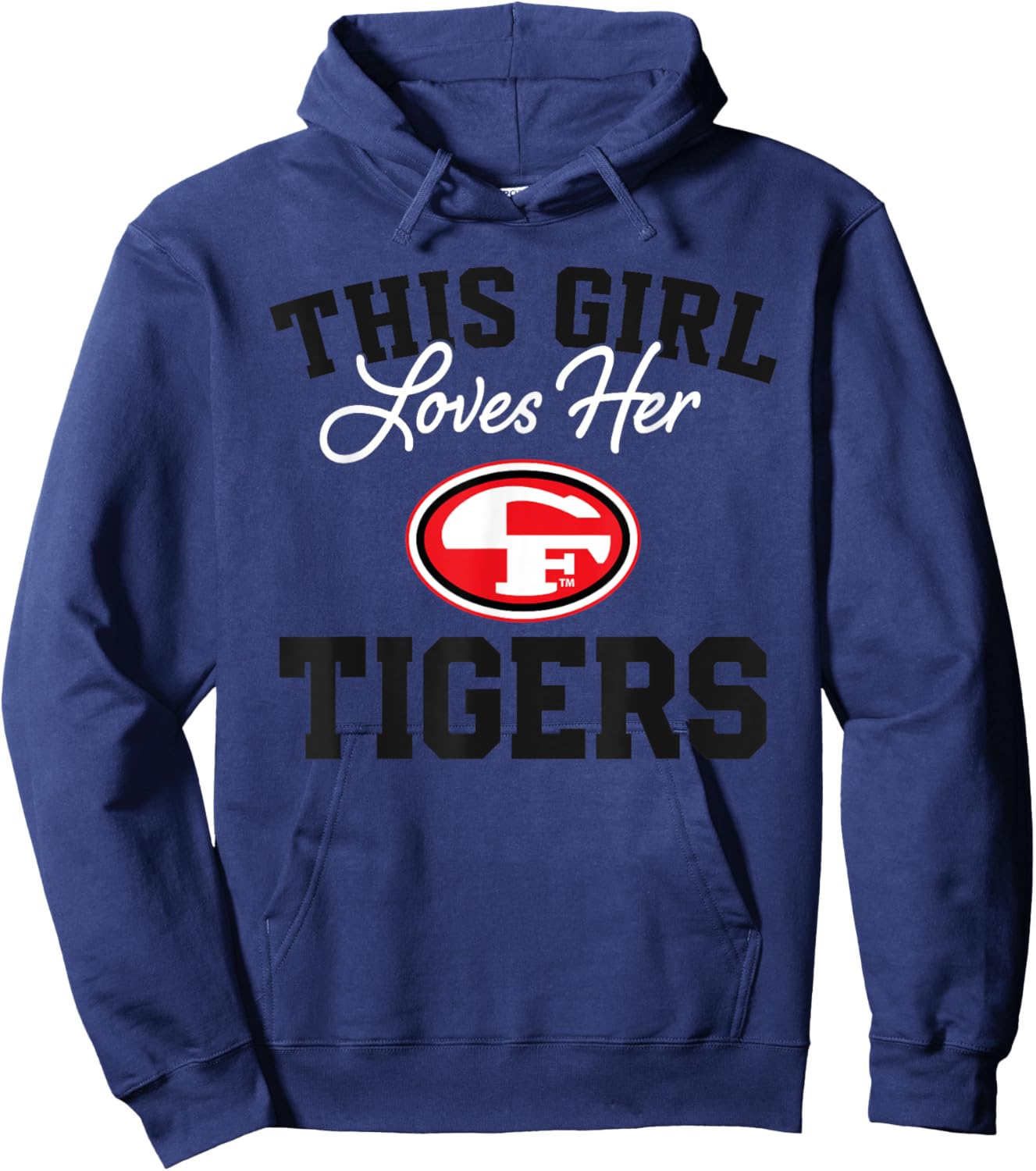 Cedar Falls Tigers Logo This Girl Loves Her HS Hoodie - Hoodie | Navy