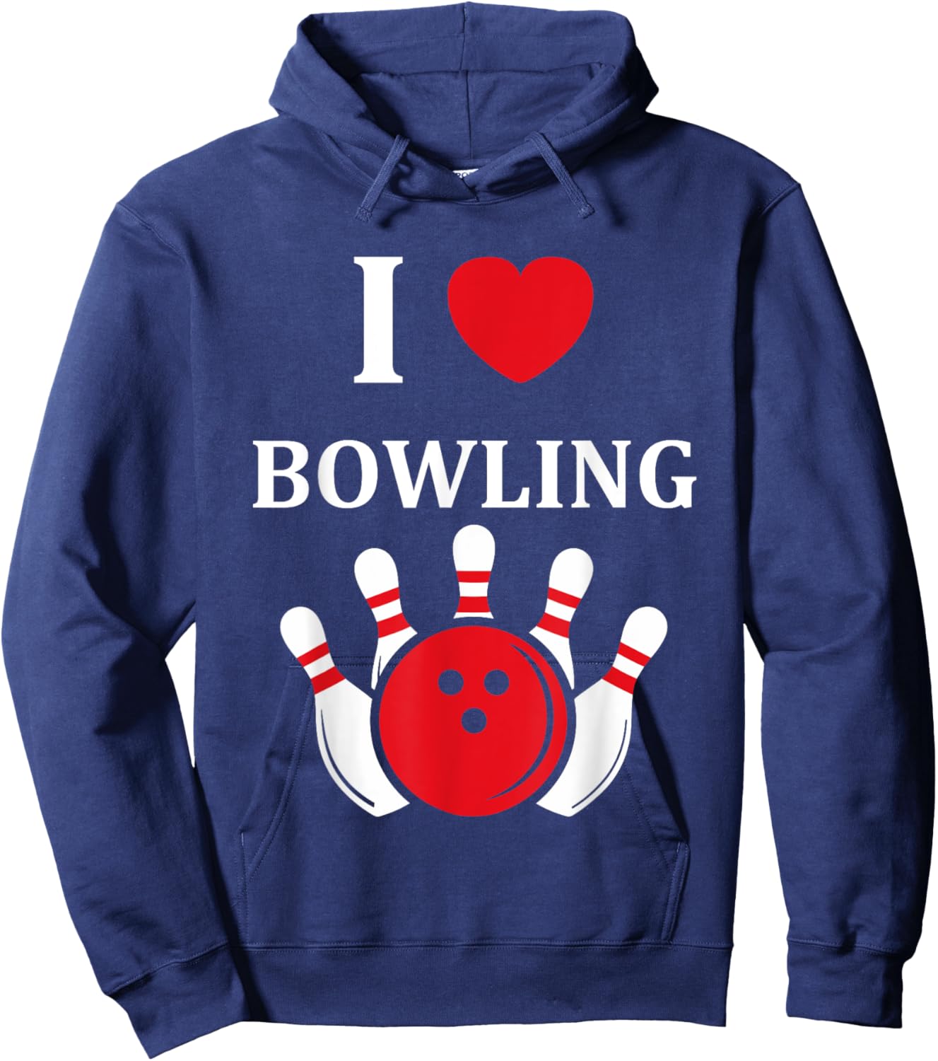 Sport Humor Bowling Player Simple i love Bowling Hoodie - Hoodie | Navy