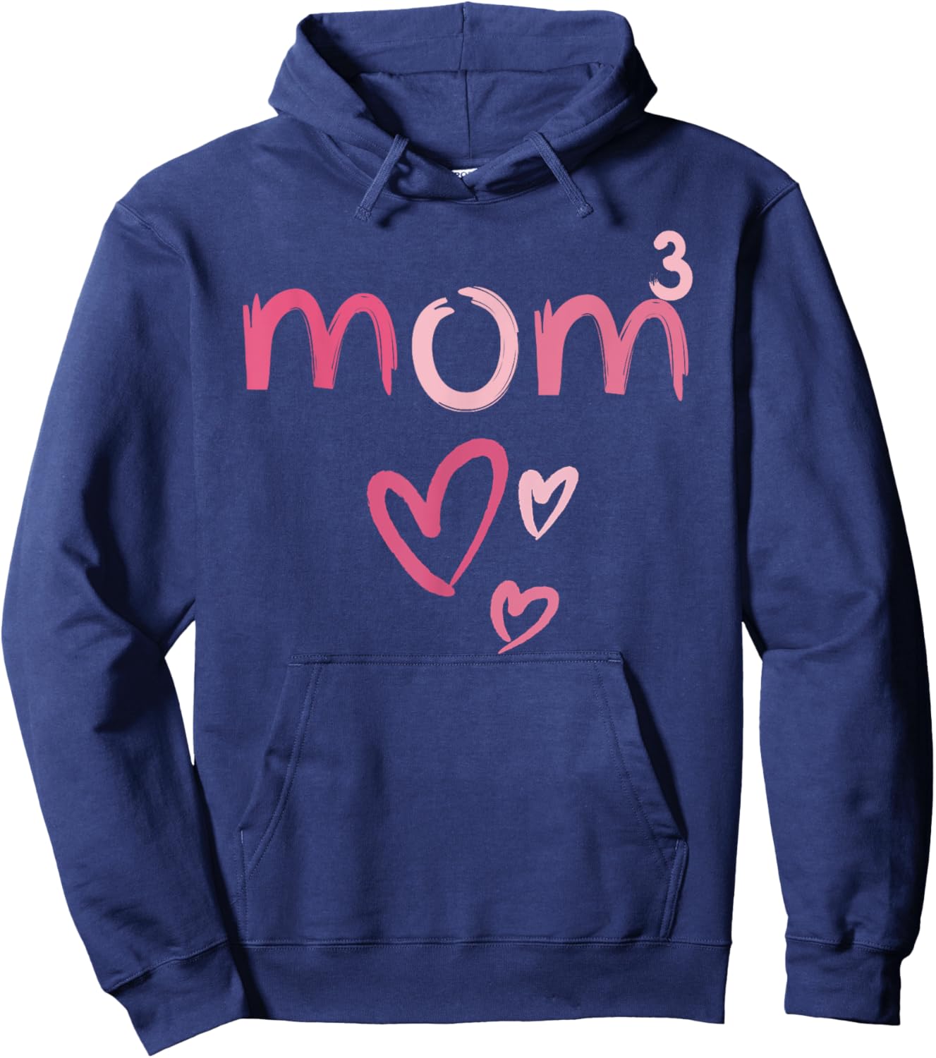 Mom3 Heart Mother of Three Mama of 3 Gifts Mothers Day Hoodie - Hoodie | Navy