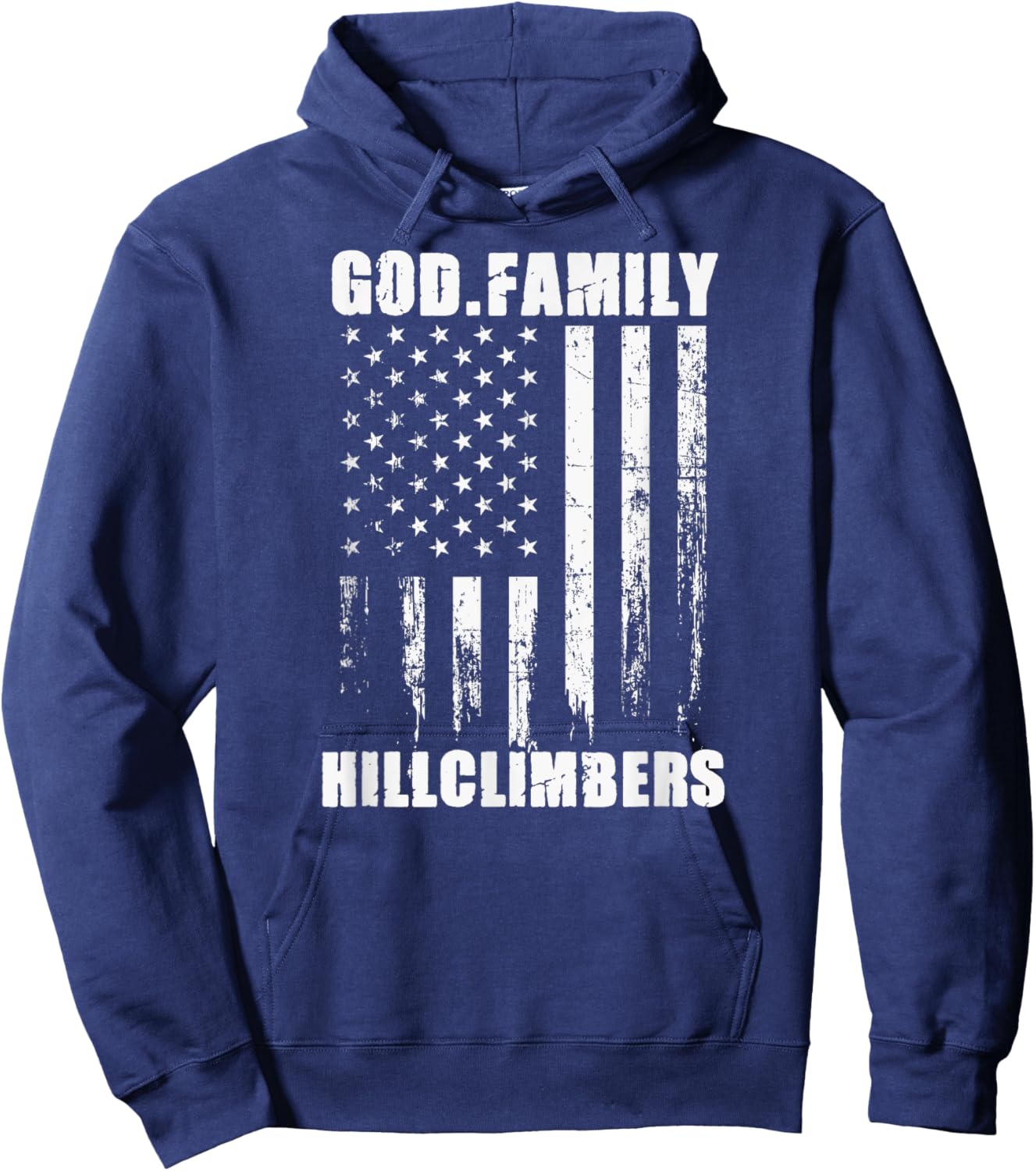 Urbana Hillclimbers God. Family. Vintage USA Flag Hoodie - Hoodie | Navy