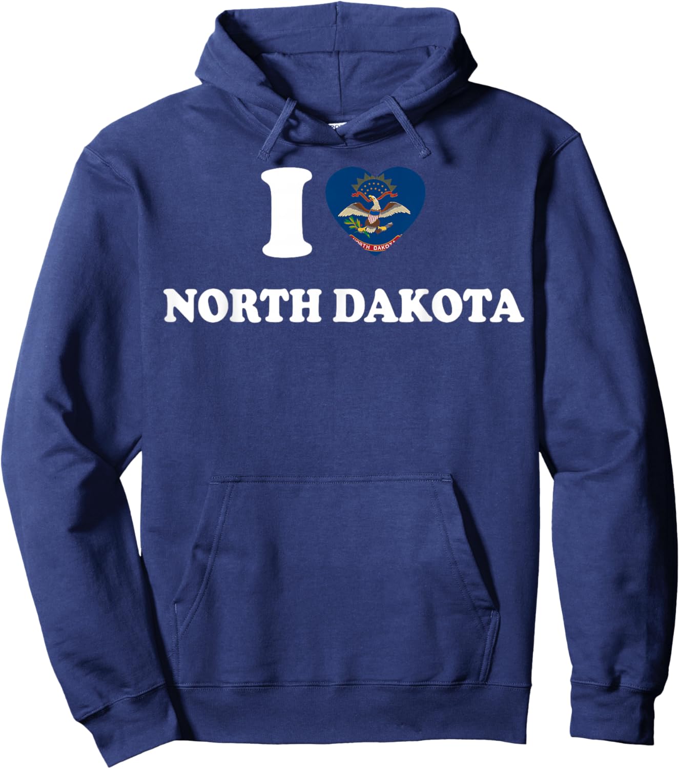 I Love North Dakota Shirt I Heart North Dakota Flag Hoodie - Hoodie | Navy