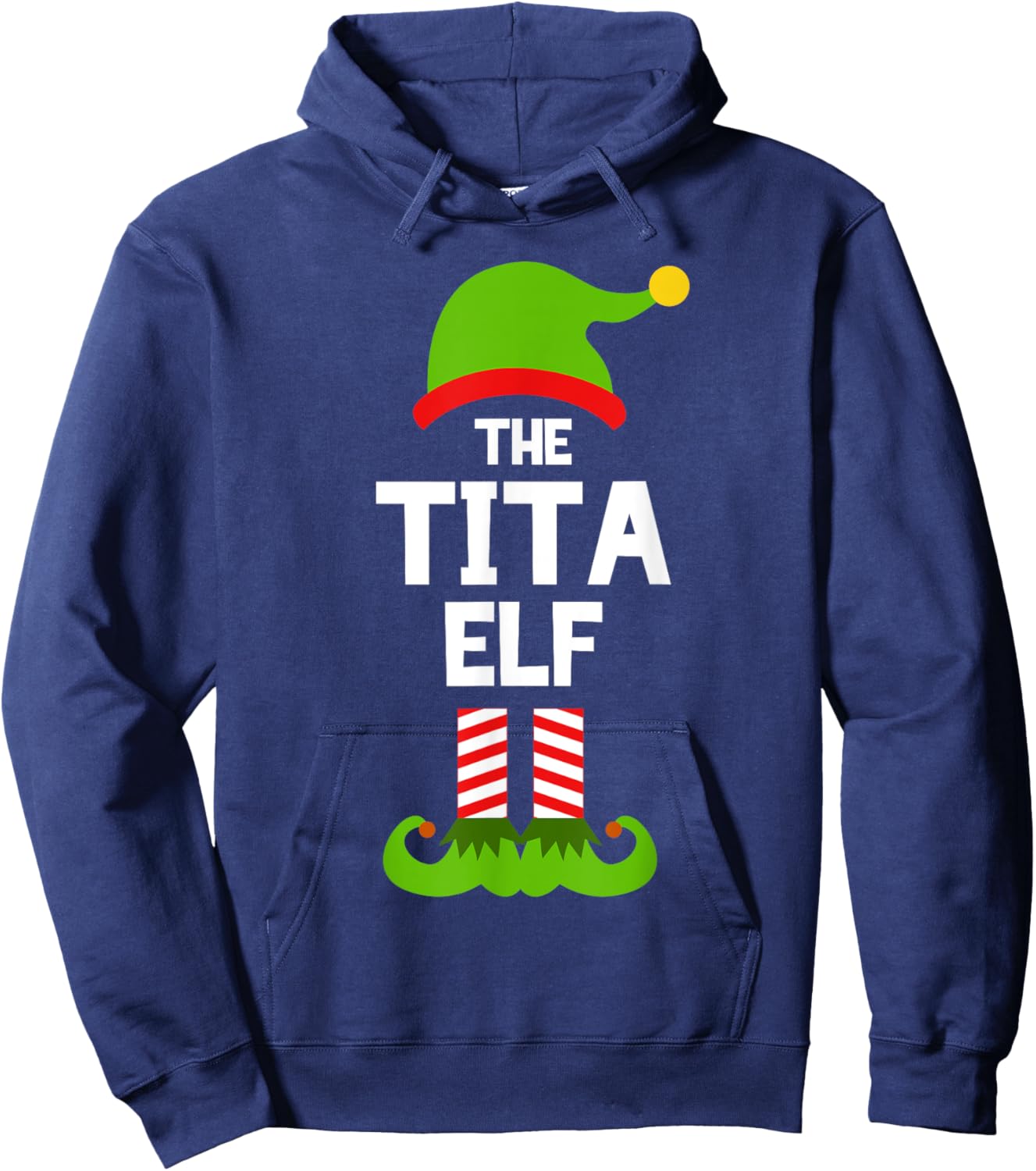 Family Tita Elf Christmas Matching Pajama Funny Hoodie - Hoodie | Navy