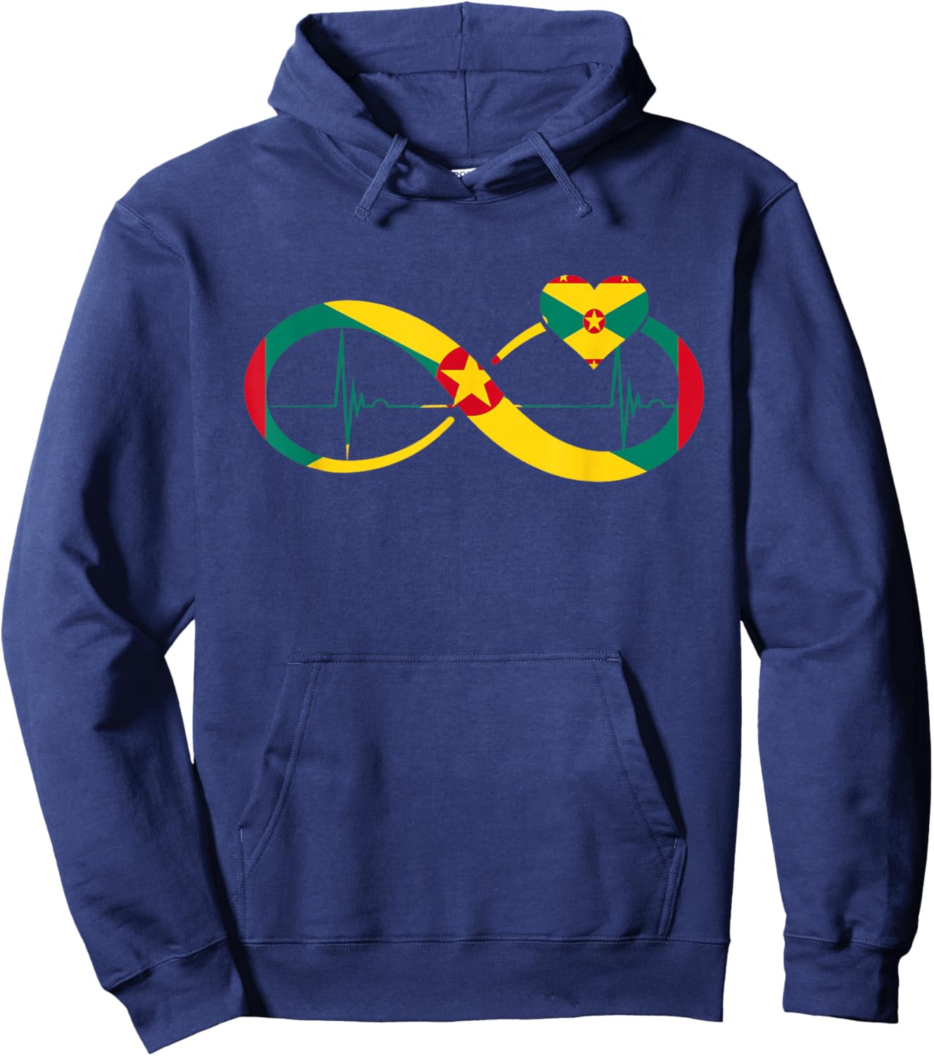 Grenada Flag Heartbeat EKG Pulse Infinity Grenadian Pride Hoodie - Hoodie | Navy