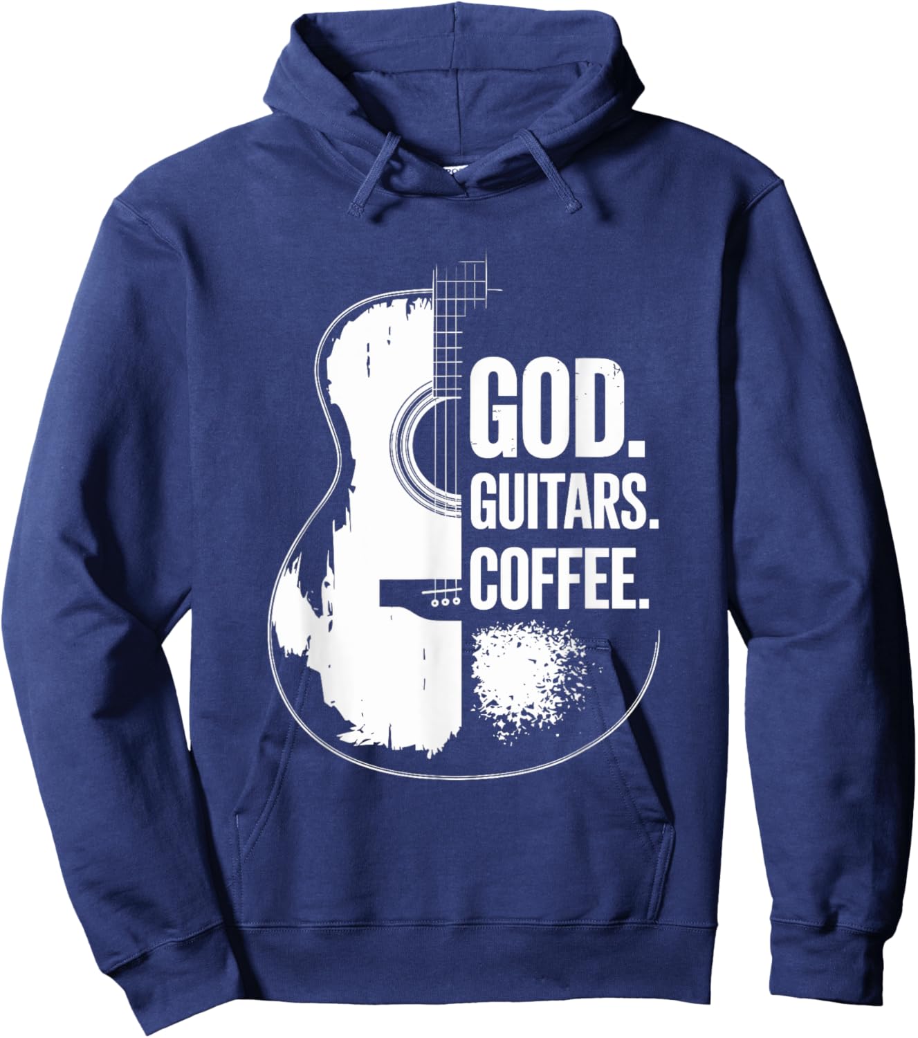 God Coffee Guitar, Christian Guitarist and Guitar Lover Hoodie - Hoodie | Navy