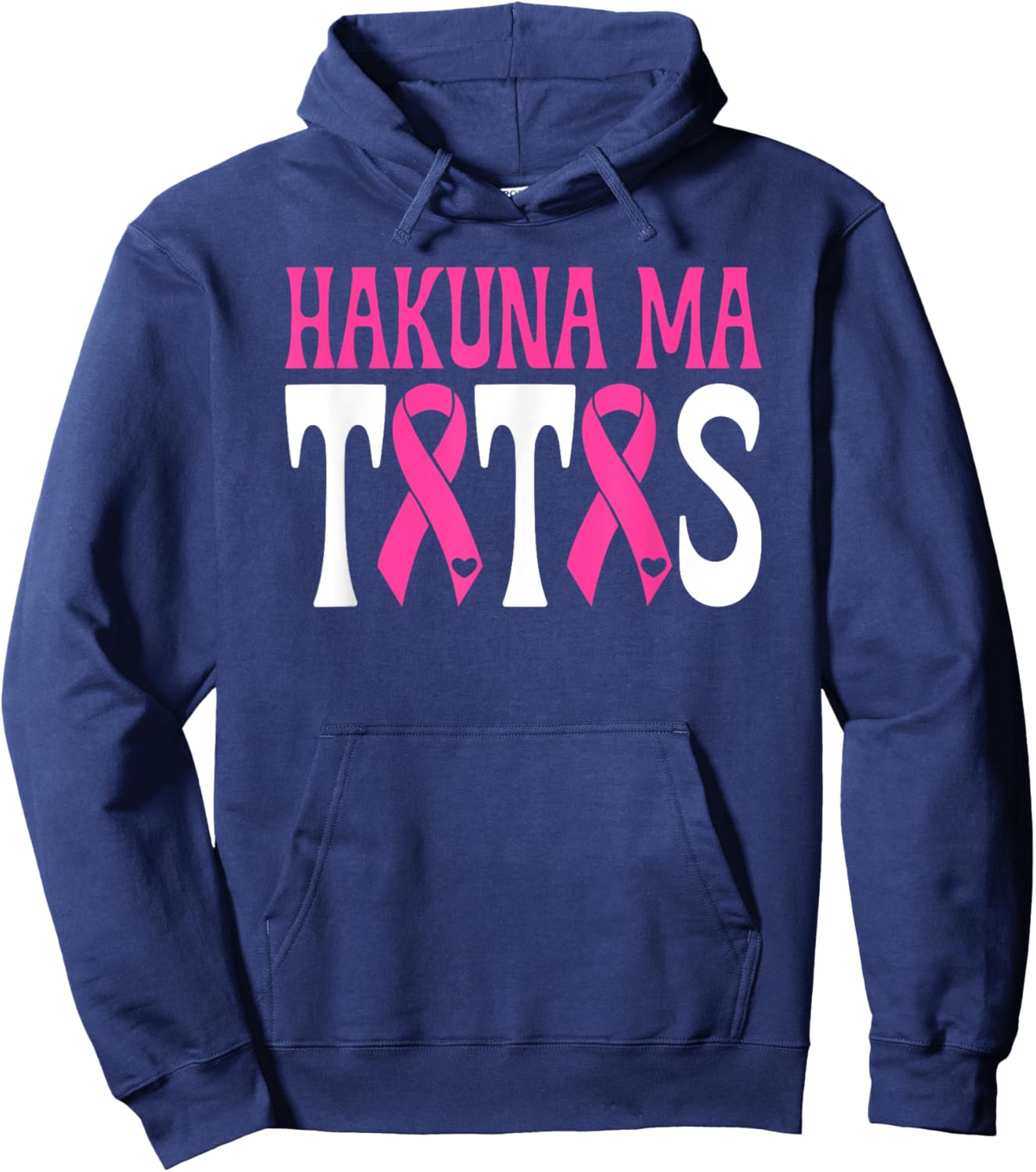 Hakuna Ma Tatas Breast Cancer Awareness Support Pink Ribbon Hoodie - Hoodie | Navy