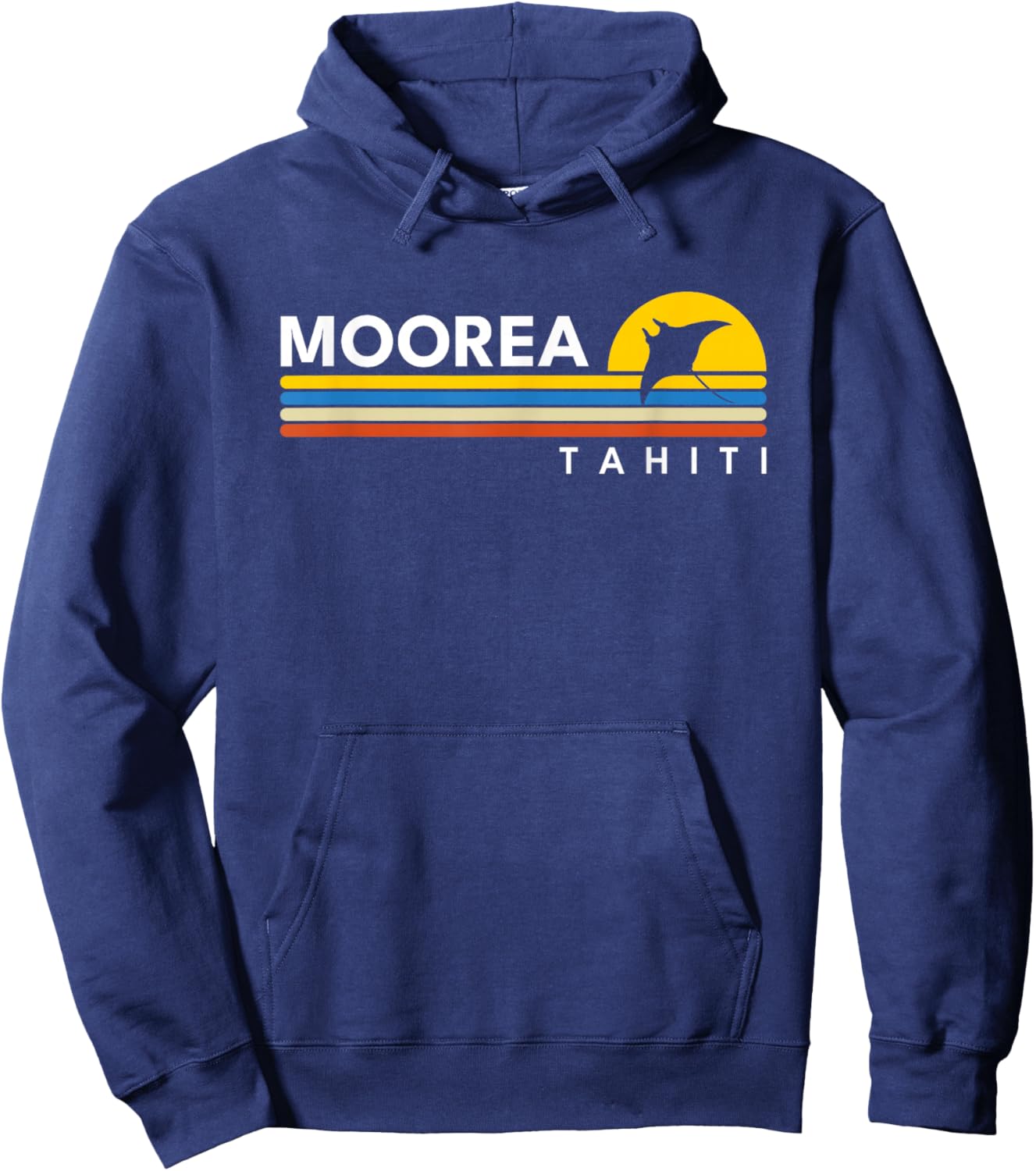 Moorea Tahiti Manta Ray Vintage Retro Souvenirs Hoodie - Hoodie | Navy