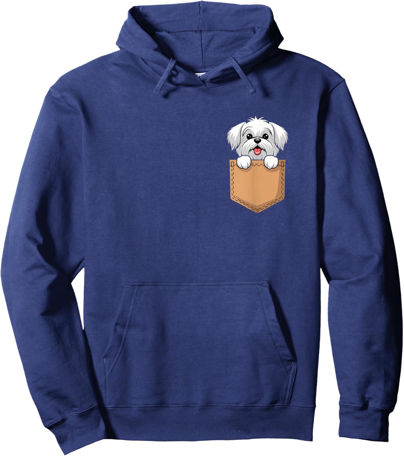 Maltese In Pocket Dog Owner Cute Puppy Lover Men Women Kids Hoodie - Hoodie | Navy