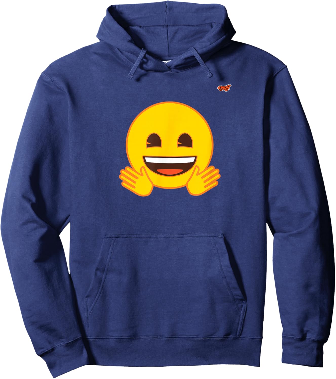 Official Emoji Yellow Smile Face Smiling Open Hands Hoodie - Hoodie | Navy