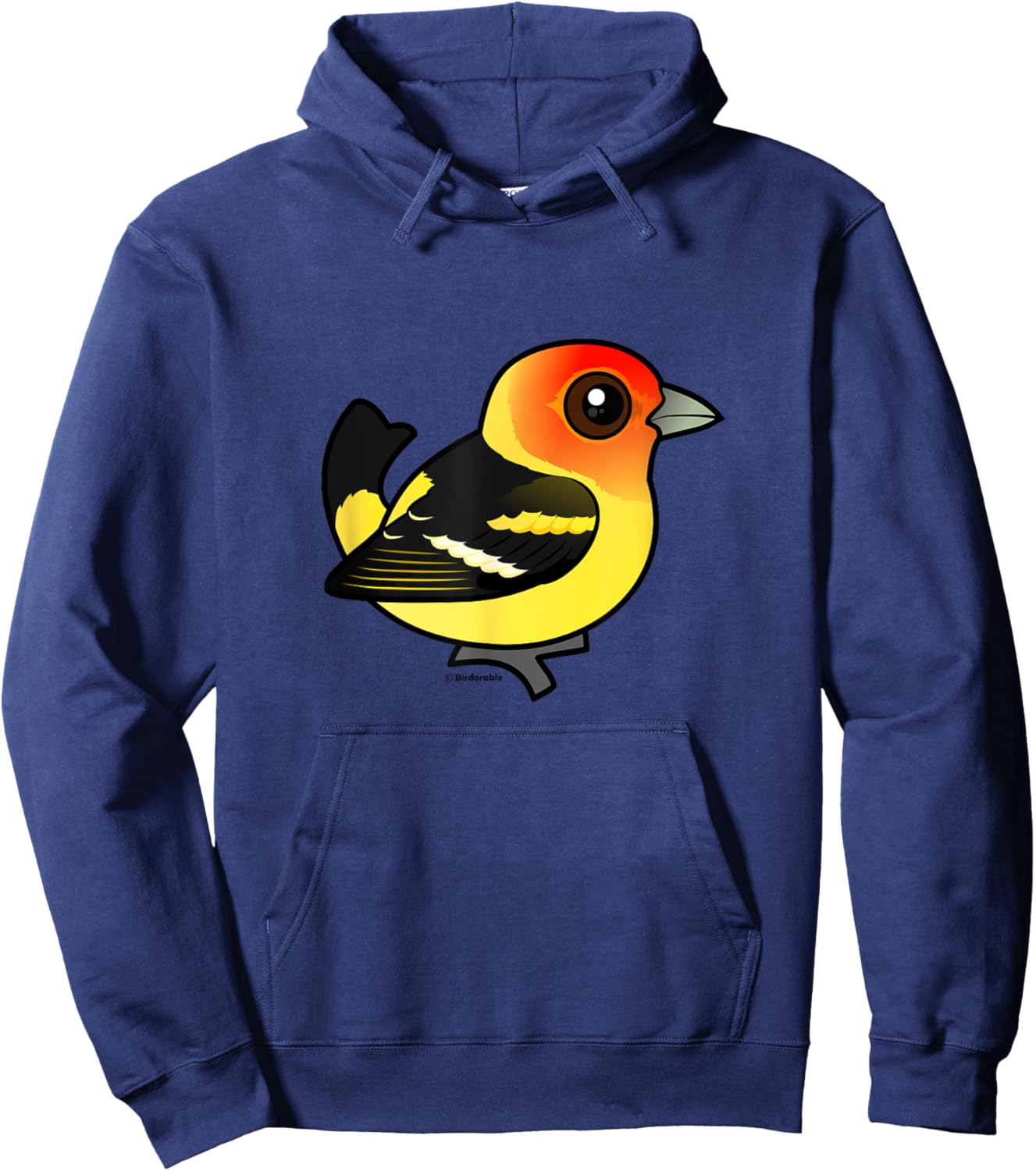 Cute Cartoon Western Tanager Birdorable Bird Species Hoodie - Hoodie | Navy