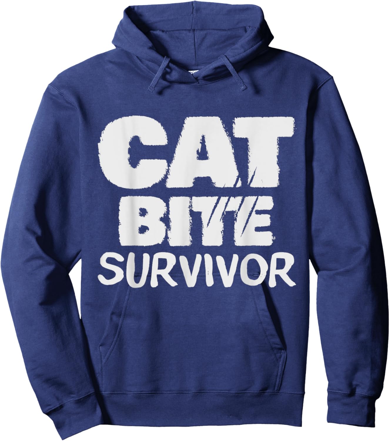 Cat Bite Survivor Funny cat bite humor Girls Boys Hoodie - Hoodie | Navy