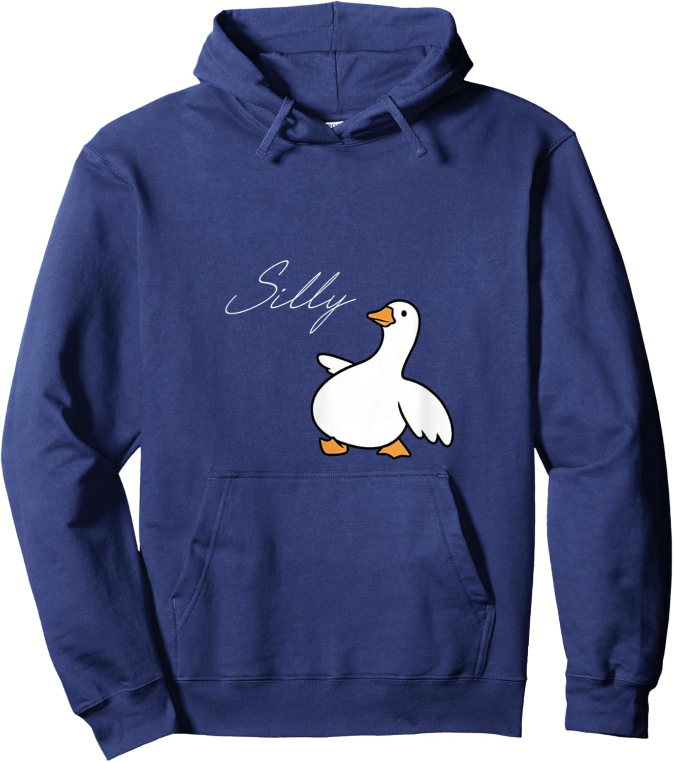 Funny Silly Goofy Goose Duck Meme Cute Animal Spooky Season Hoodie - Hoodie | Navy