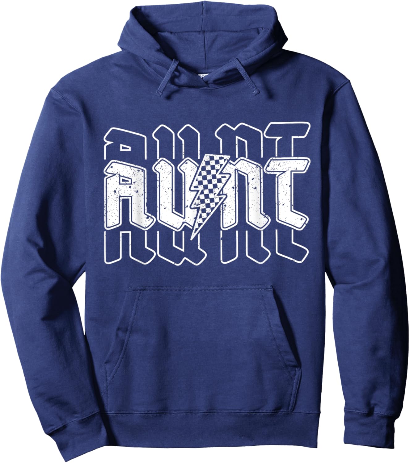 Checkered Aunt Lightning Bolt Mother's Day For Auntie Mother Hoodie - Hoodie | Navy