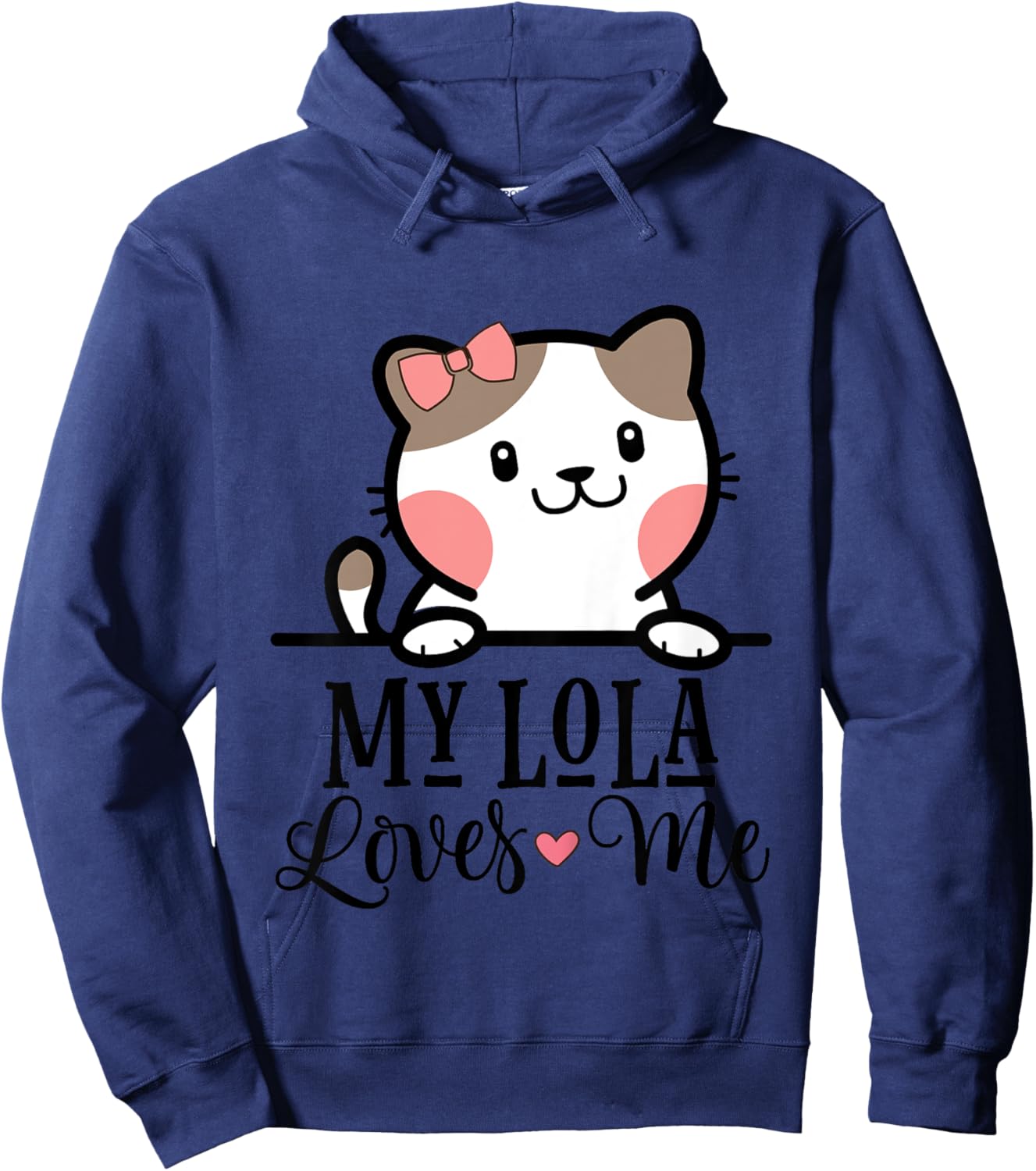 Kids My Lola Loves Me Grandkids Kitty Hoodie - Hoodie | Navy
