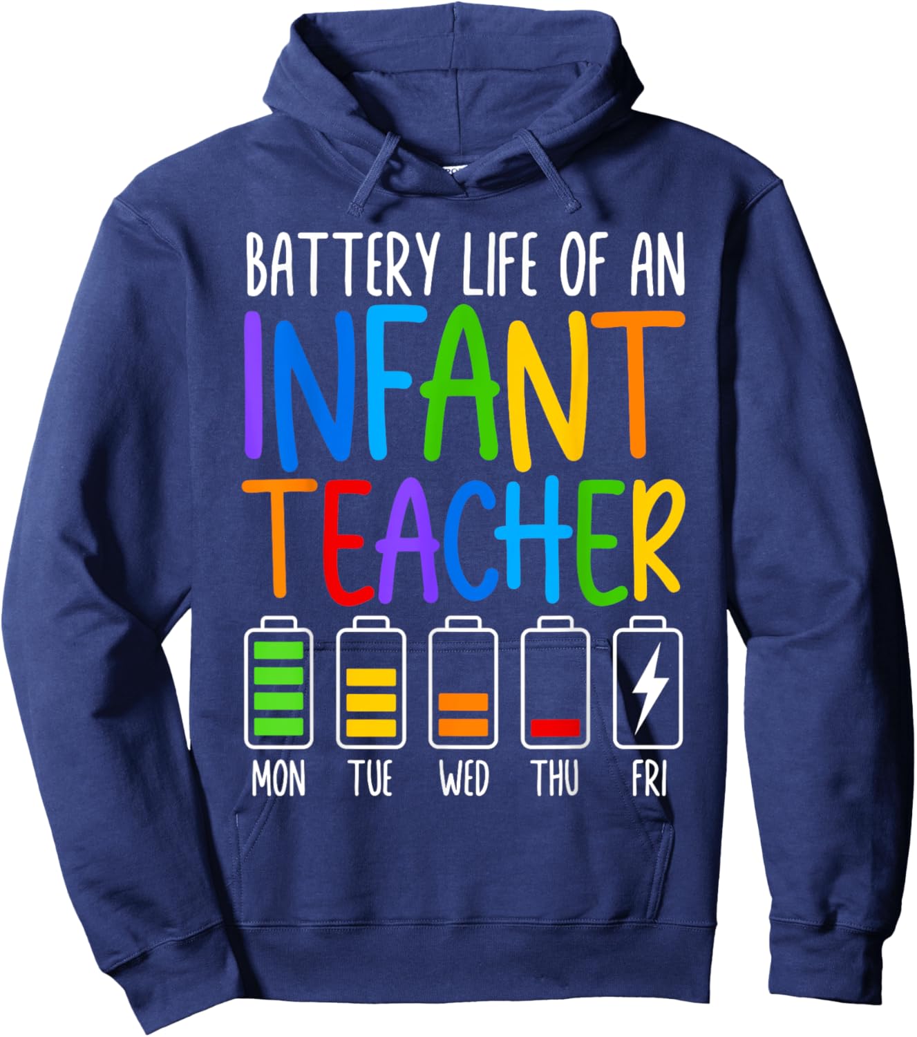 Battery Life Of A Infant Teacher Funny School Appreciation Women Hoodie - Hoodie | Navy