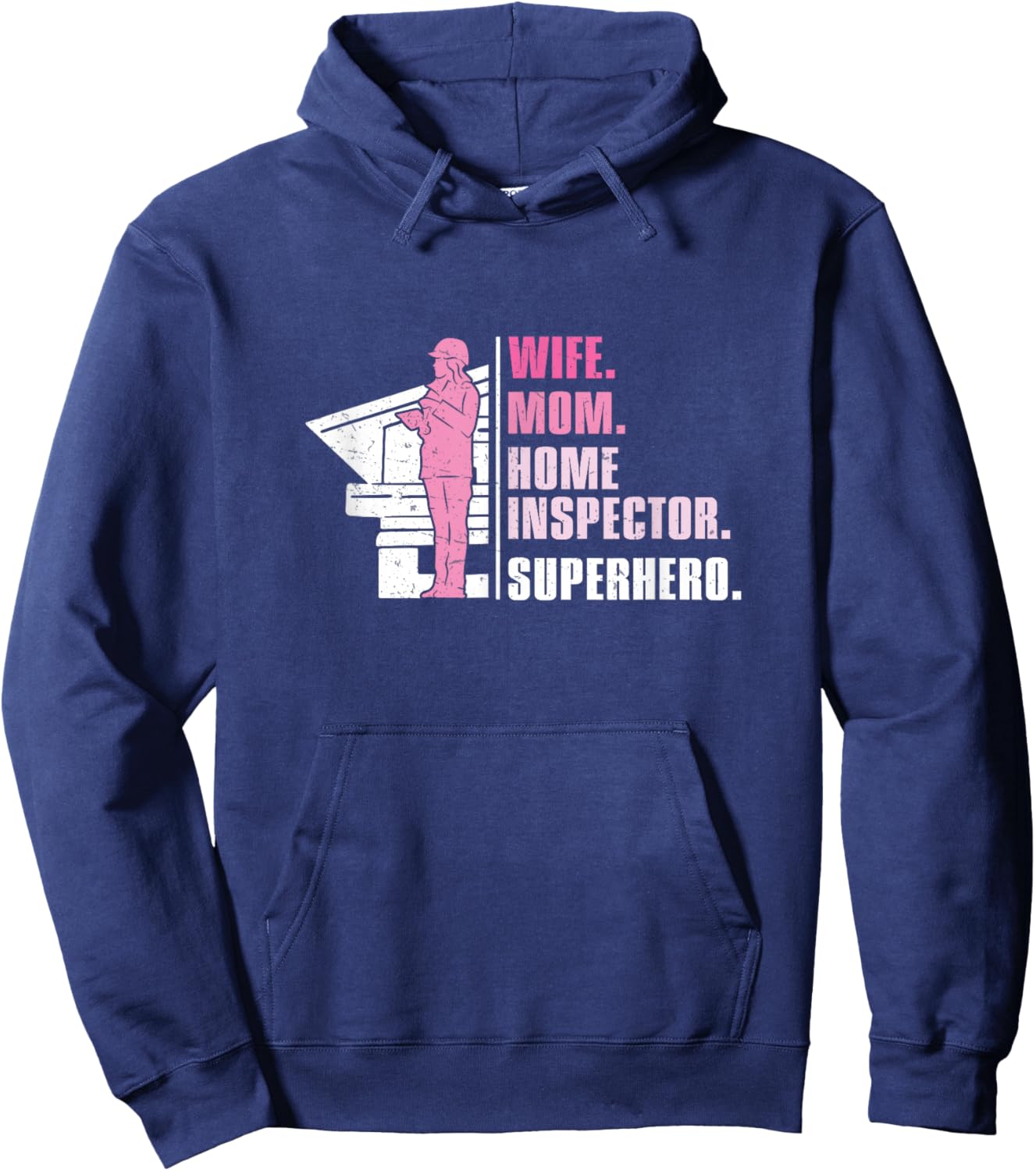 Wife Mom Retro Home Inspector Superhero Property Inspections Hoodie - Hoodie | Navy