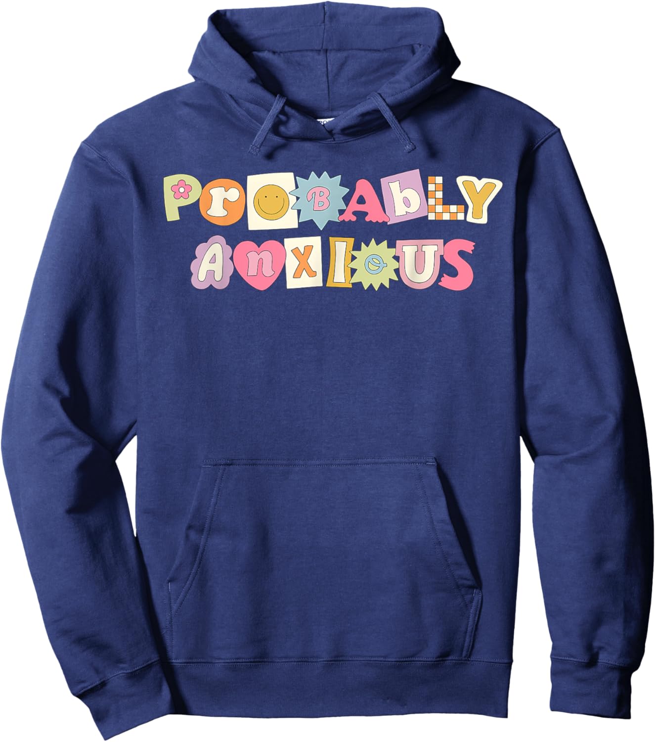Retro Vintage Probably Anxious Funny Matching Mental Health Hoodie - Hoodie | Navy