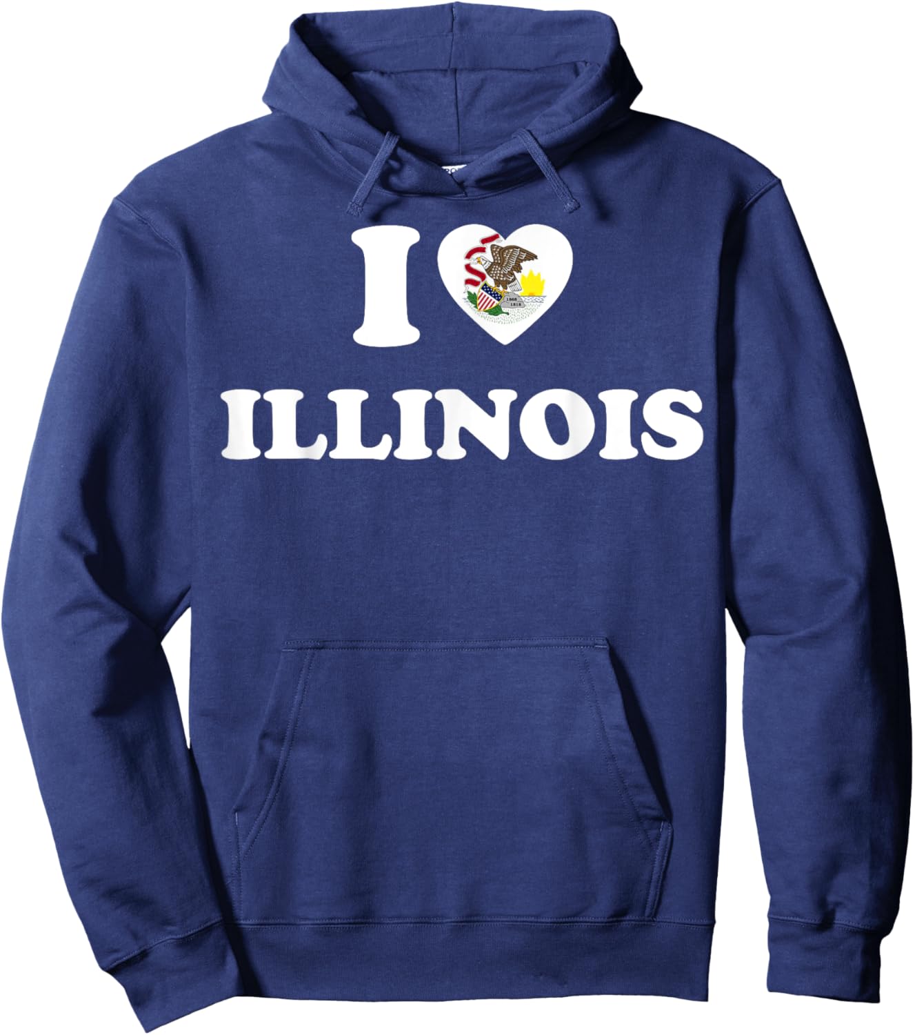 I Love Illinois Shirt I Heart Illinois Flag Hoodie - Hoodie | Navy