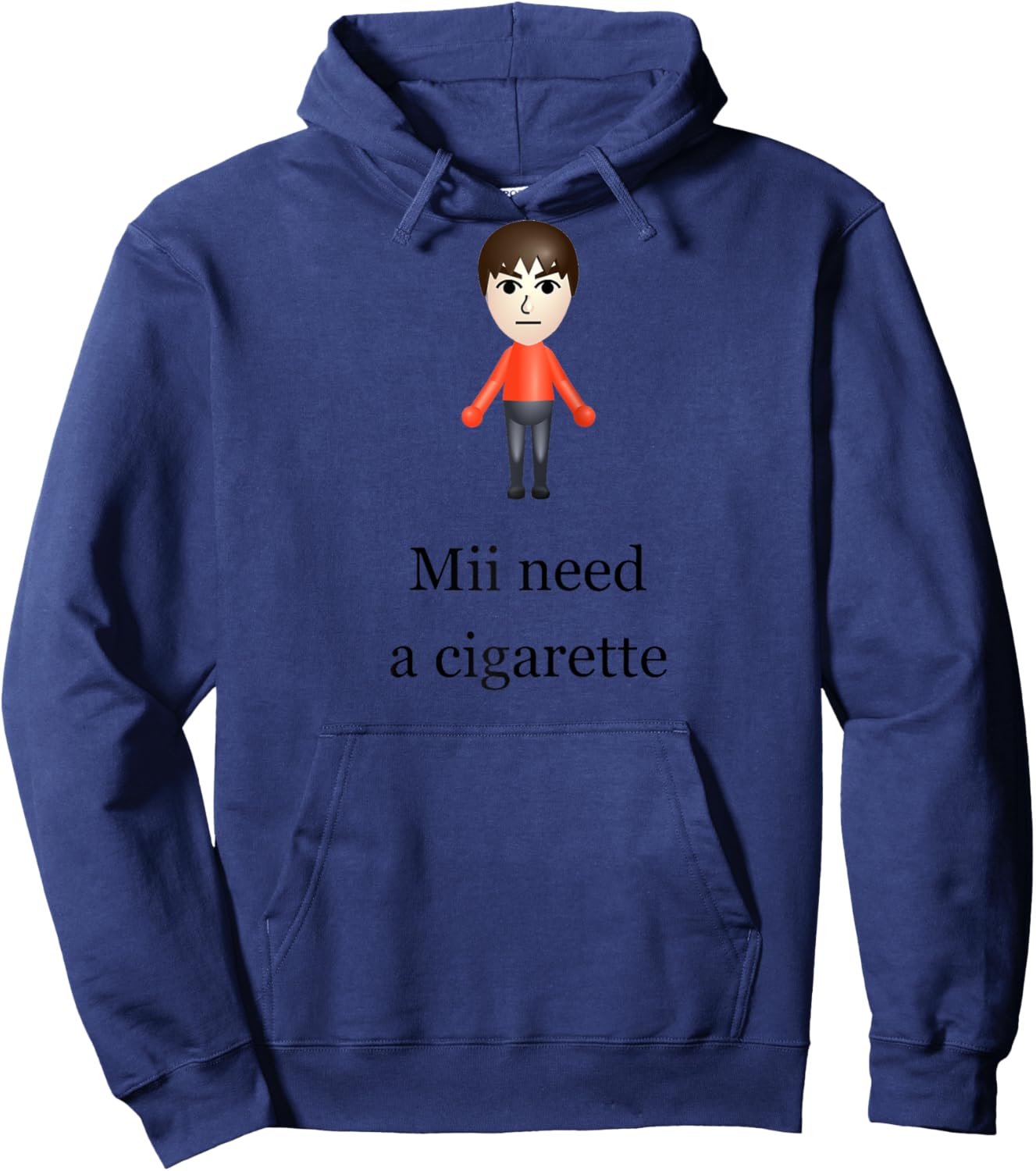 Mii Need A Cigarette Raglan Baseball Hoodie - Hoodie | Navy
