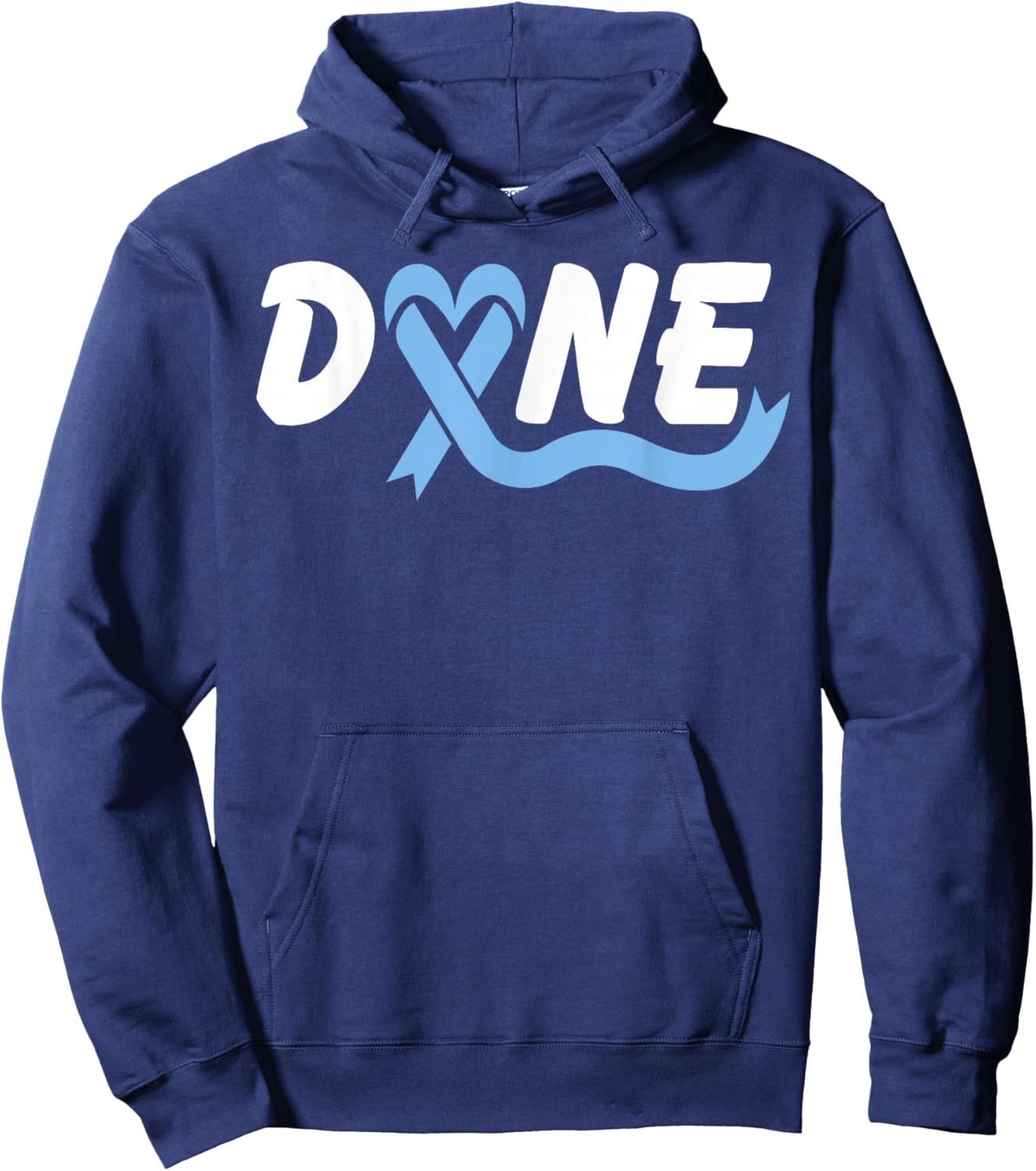 Done Prostate Cancer Awareness light blue Ribbon Heart Hoodie - Hoodie | Navy