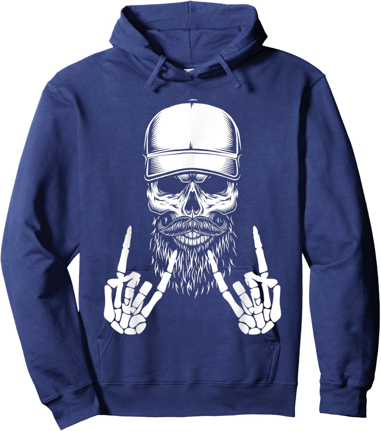 Cool Halloween Punk Rock Skeleton Cap Skater Rocker Skell Hoodie - Hoodie | Navy